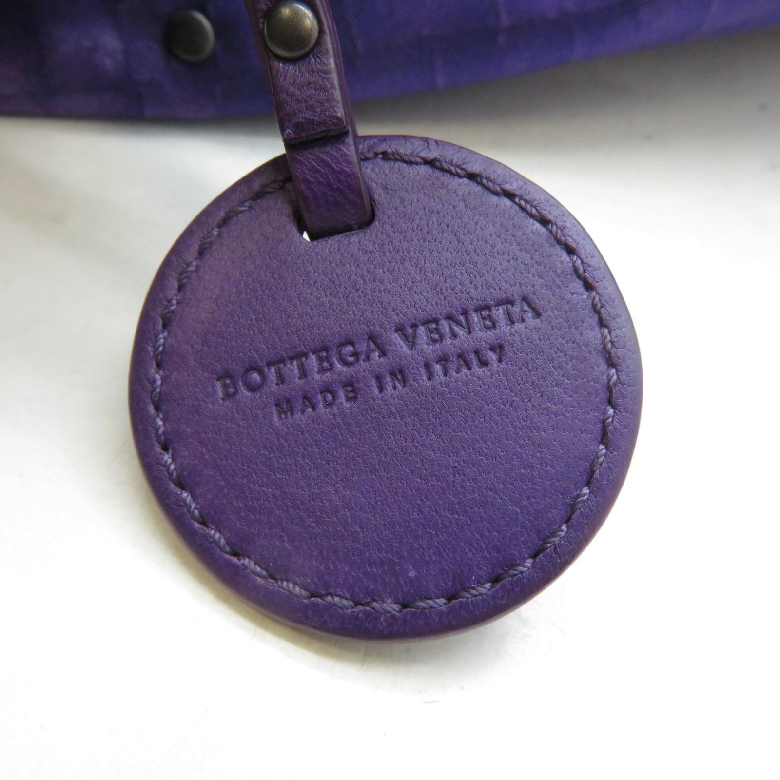BOTTEGA VENETA 尼龍Tote Bag銀扣肩背袋紫色