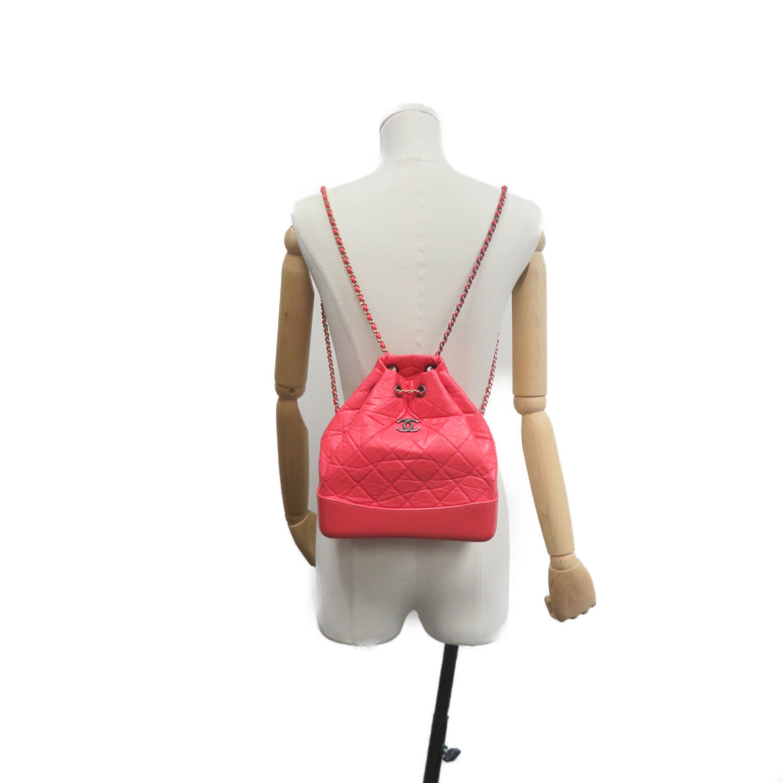 CHANEL rhombic cowhide leather Gabrielle Backpack backpack pink