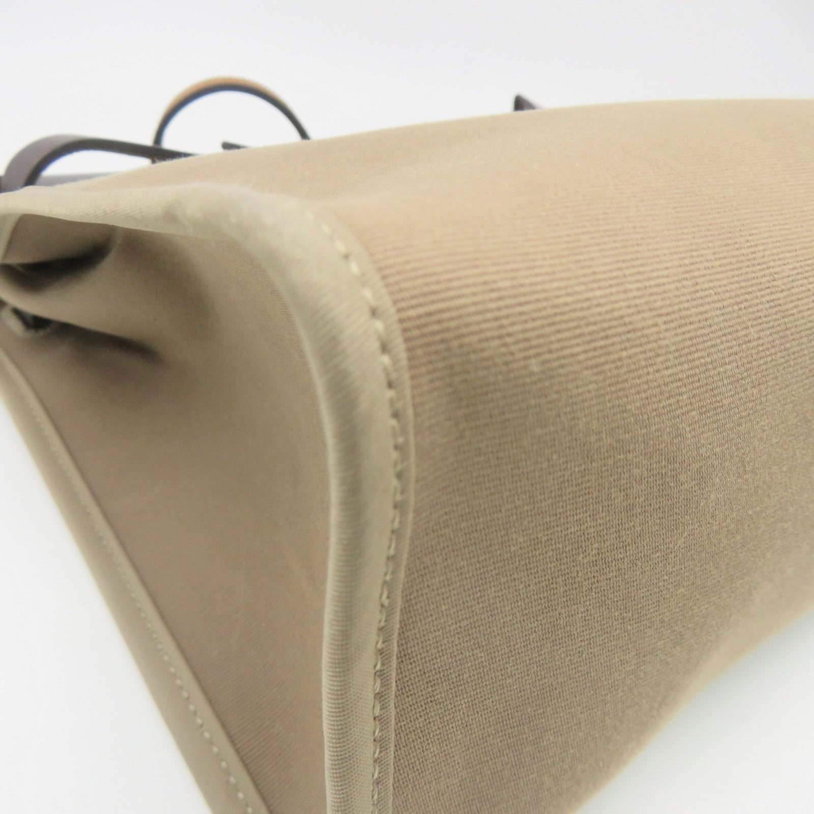 HERMES 【激減優惠】帆布Herbag PM銀扣手挽肩背兩用袋Etoupe大象灰