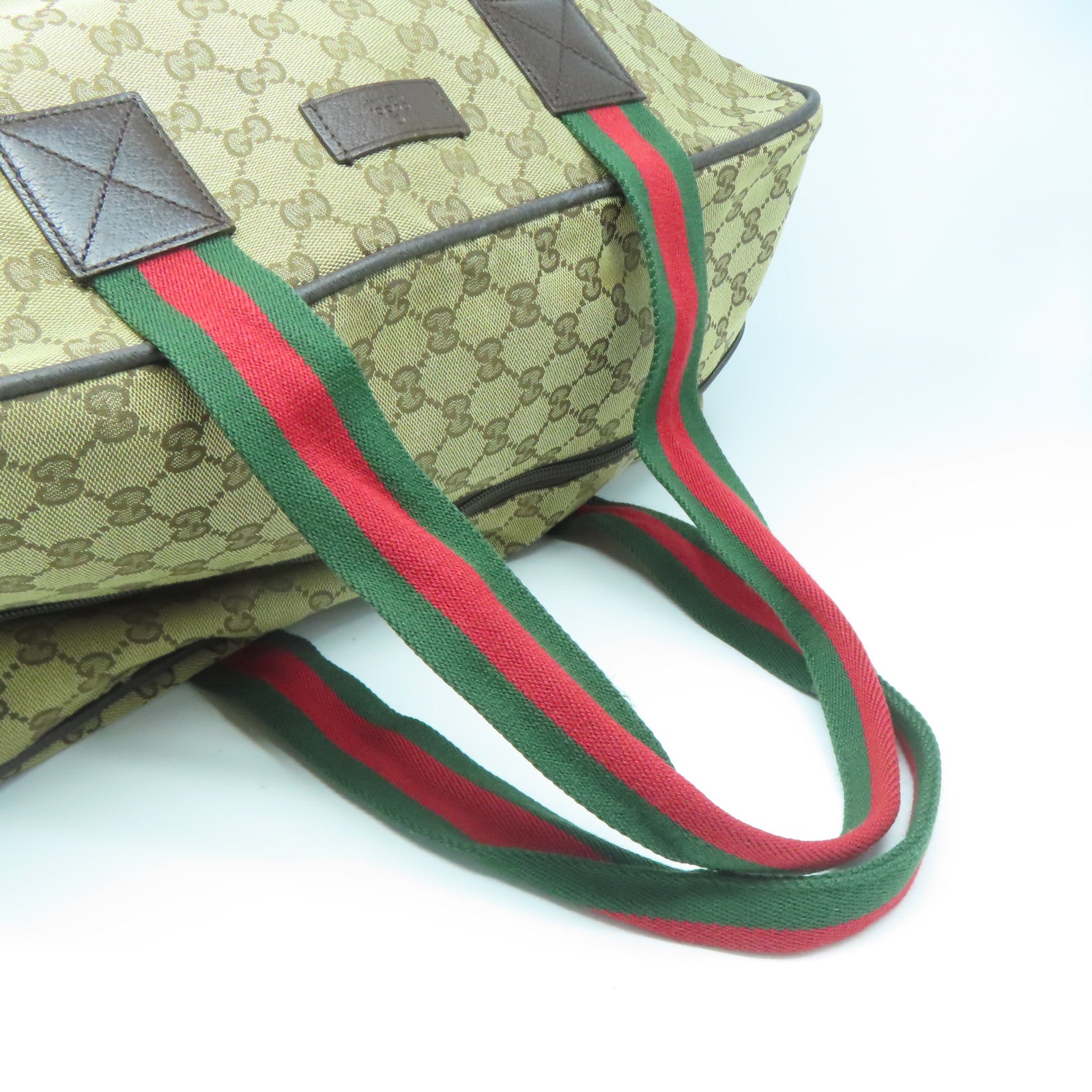 GUCCI 帆布Tote Bag銀扣手挽袋/旅行袋啡色