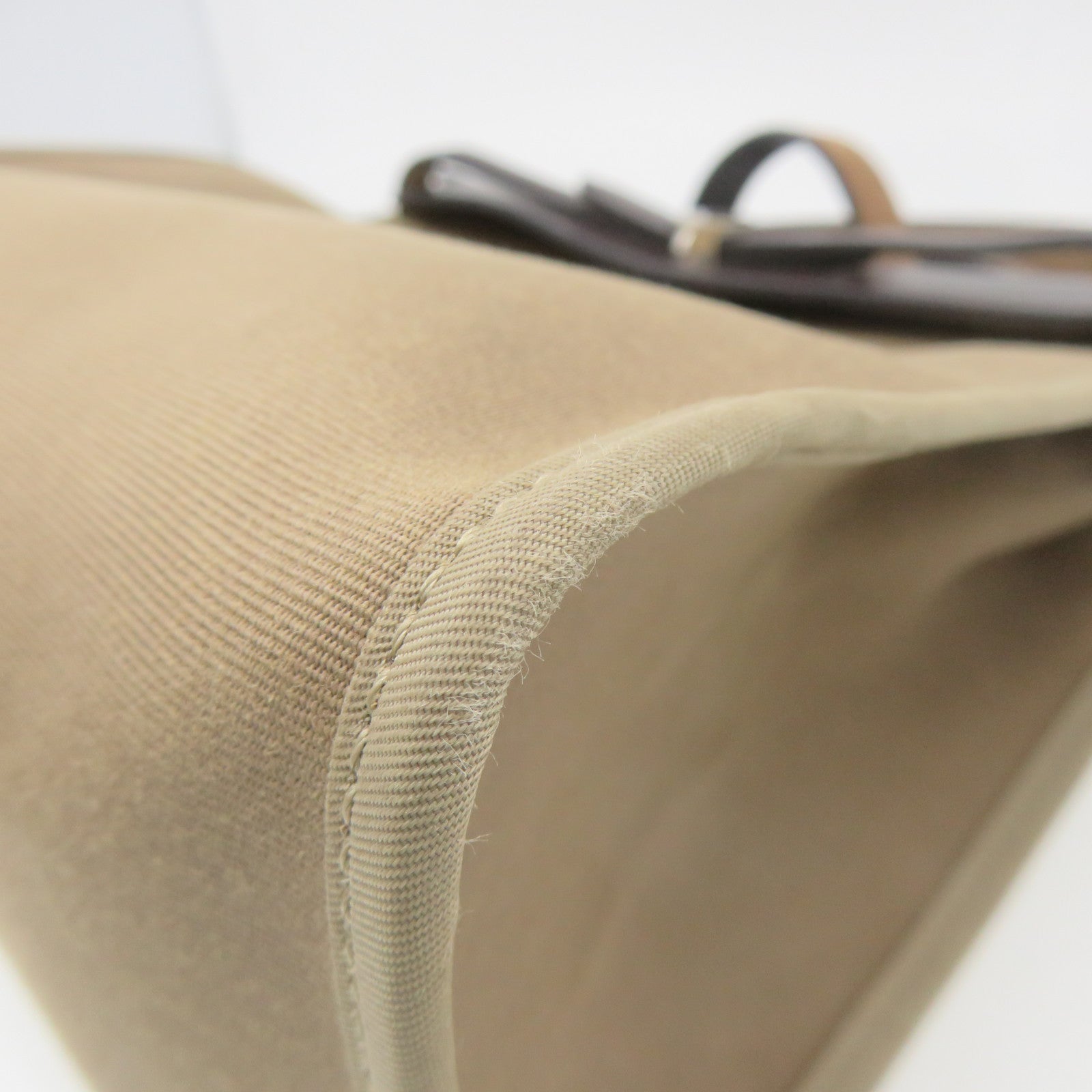 HERMES 【激減優惠】帆布Herbag PM銀扣手挽肩背兩用袋Etoupe大象灰