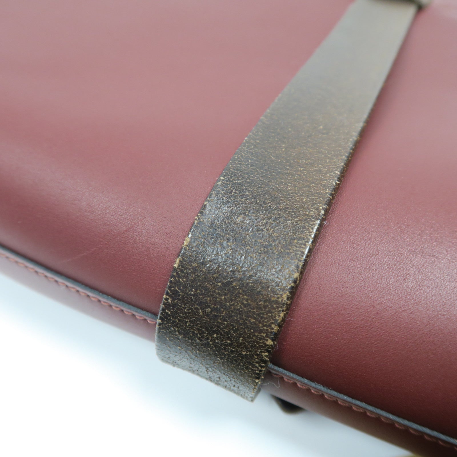 HERMES Swift皮革/Sombrero皮革Etriviere II銀扣手挽袋Rough暗紅色