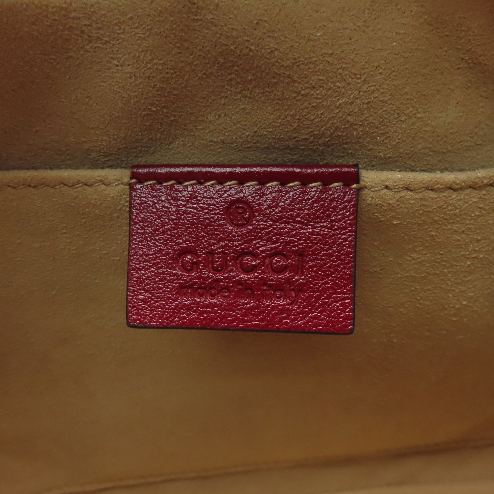 GUCCI 帆布GG Marmont Shoulder Bag金扣肩背袋啡色/紅色