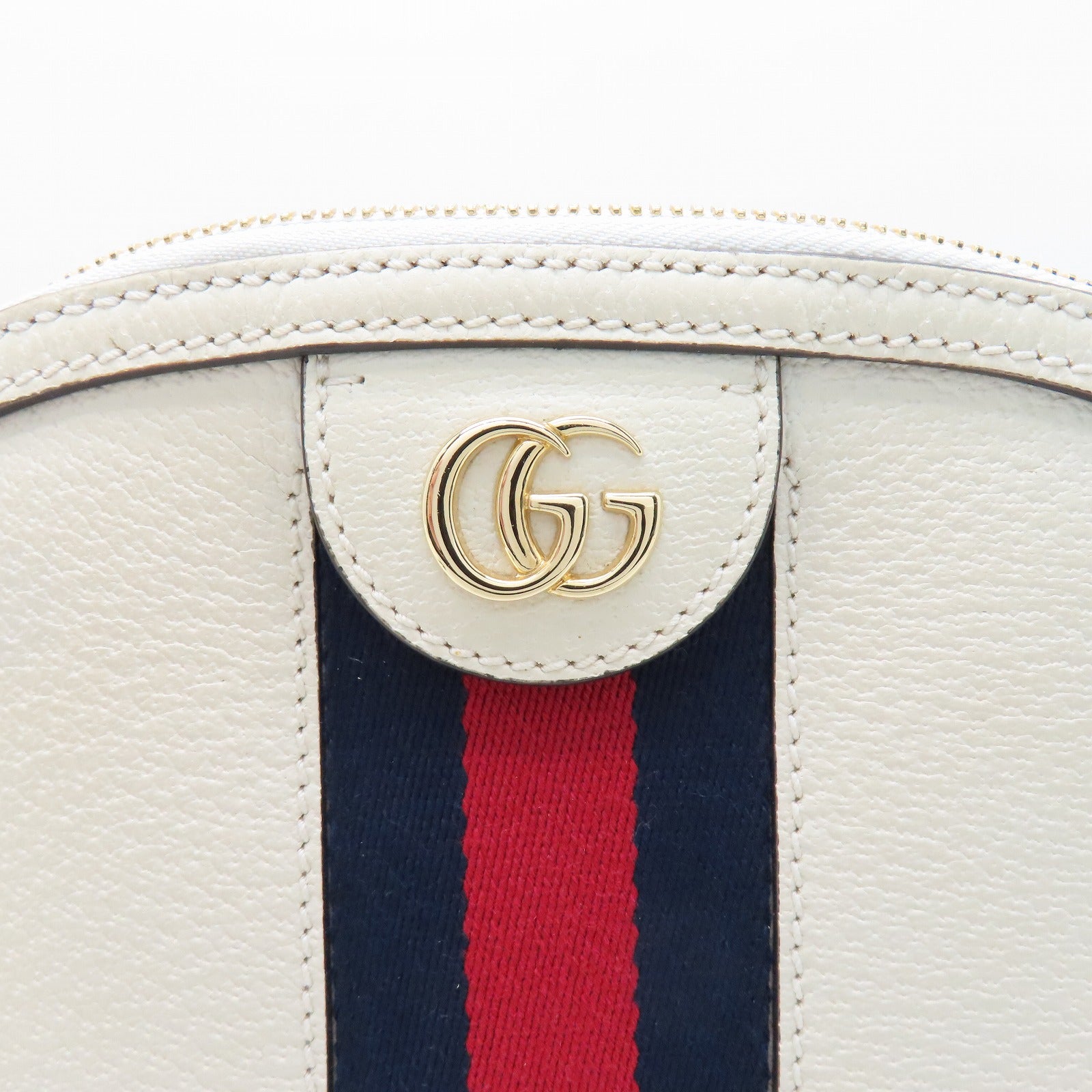 GUCCI 牛皮皮革Ophidia GG金扣肩背袋白色