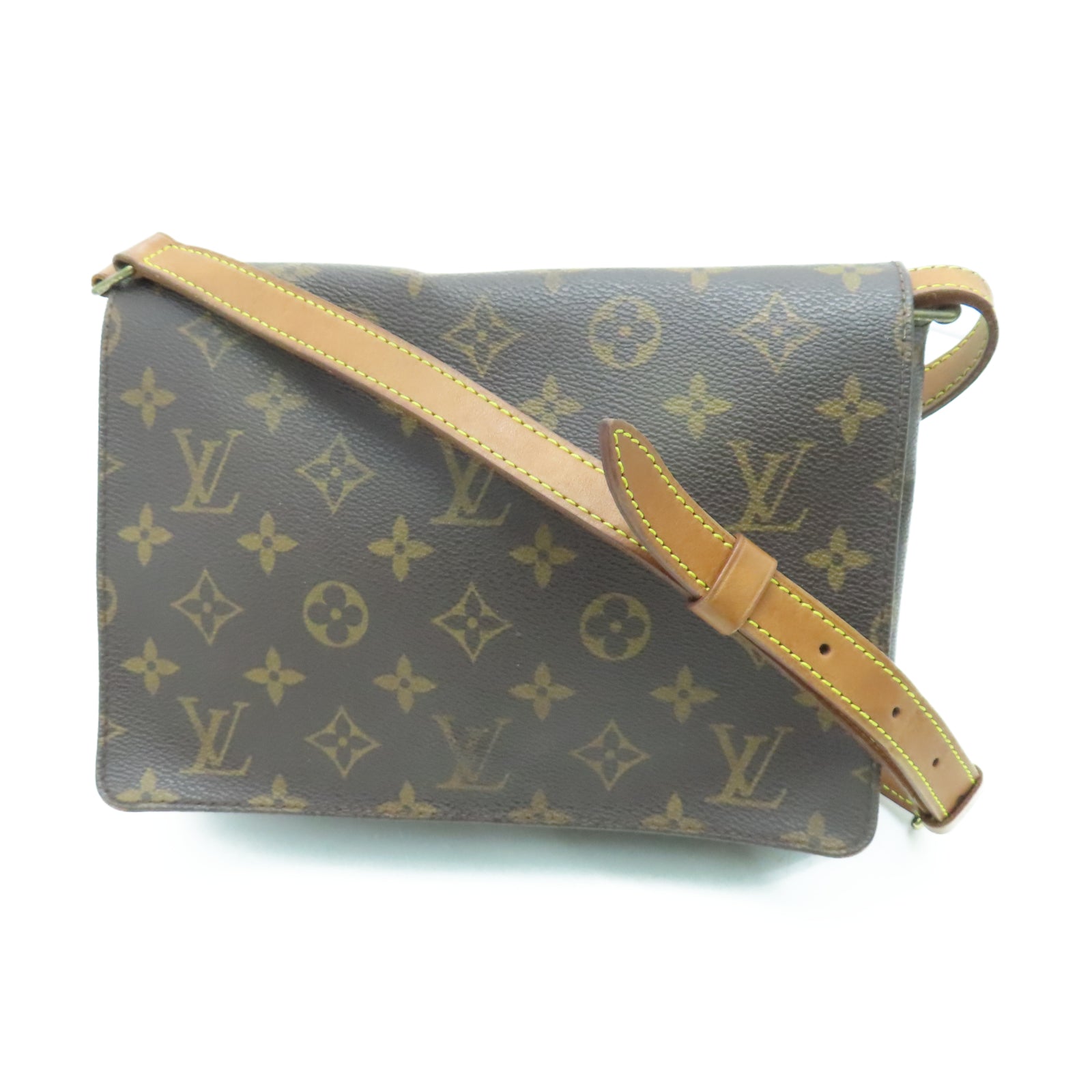 LOUIS VUITTON Monogram Musette Tango金扣肩背袋棕色