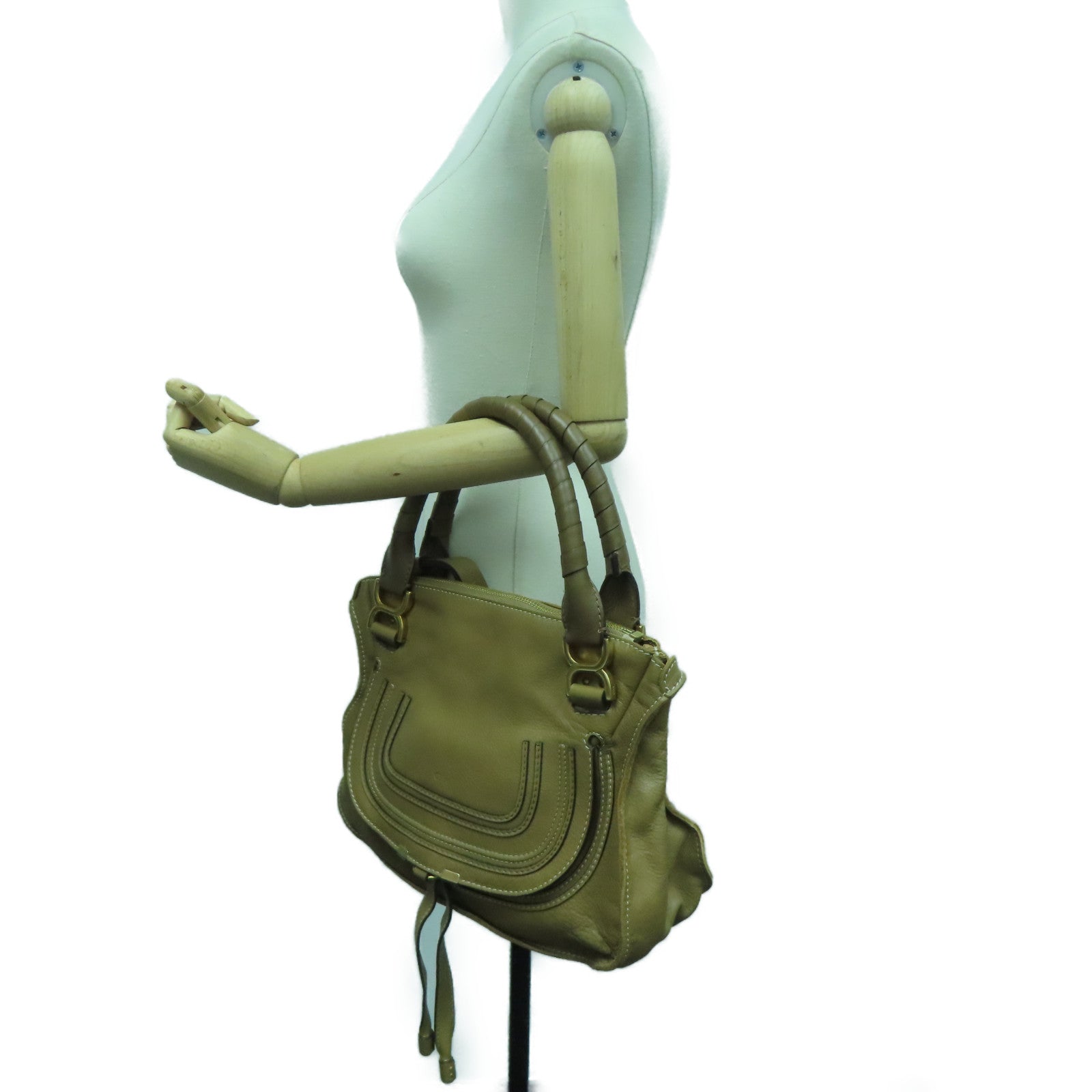 Chloe 【激减优惠】牛皮皮革Shoulder Bag金扣肩背袋啡色
