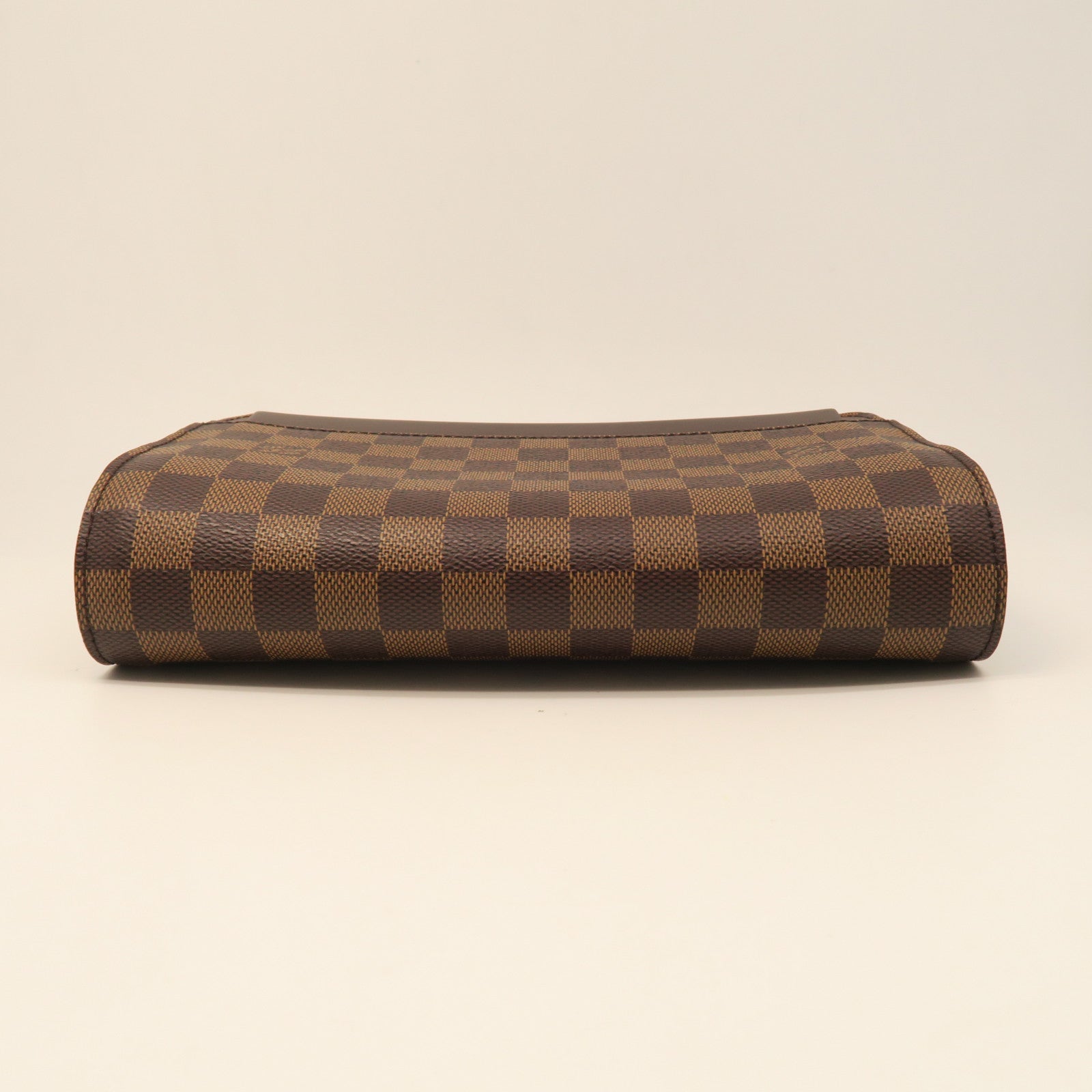 LOUIS VUITTON Damier Saint Louis Gold Buckle Clutch Brown