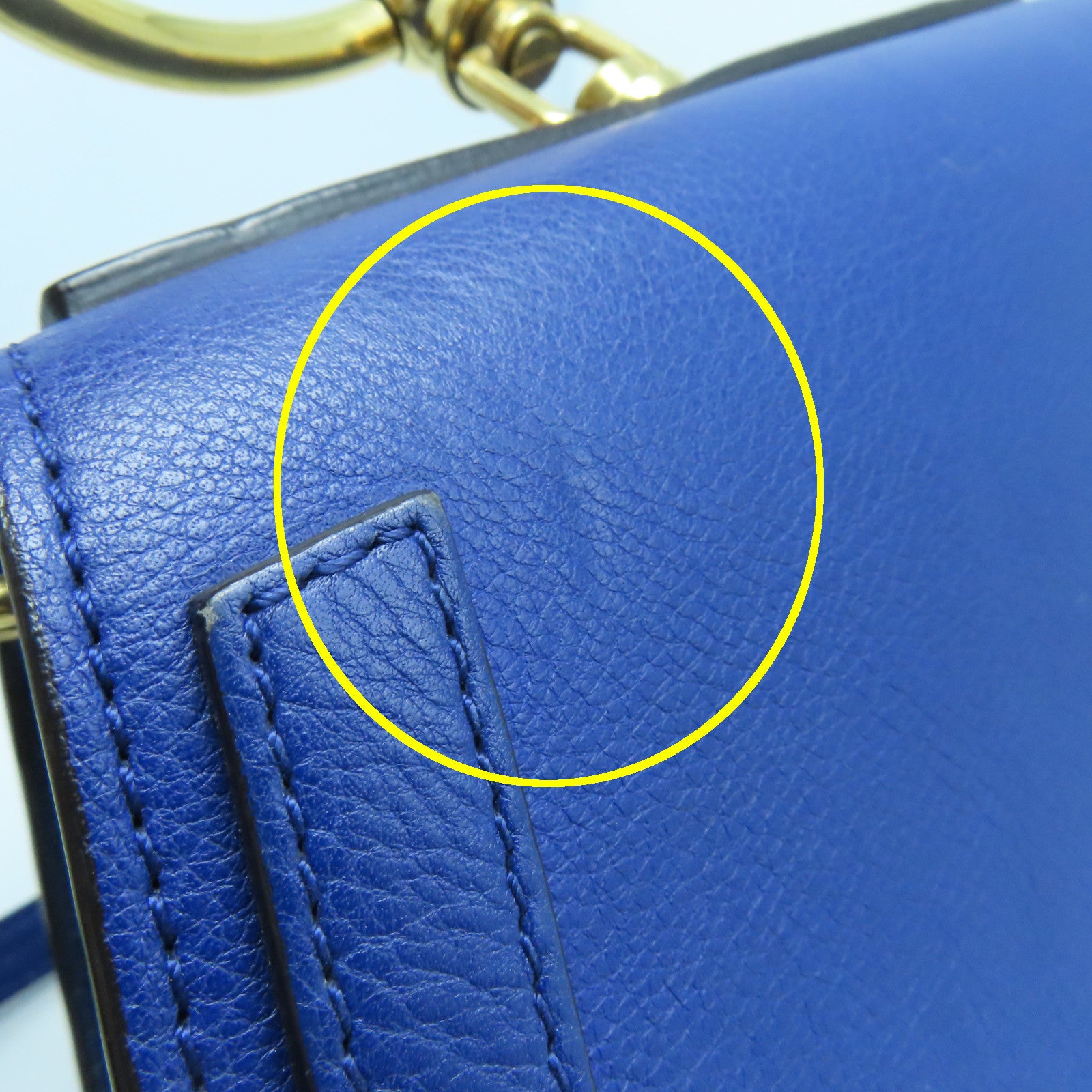 Chloe Leather Bracelet Nile Gold Buckle Shoulder Bag Blue