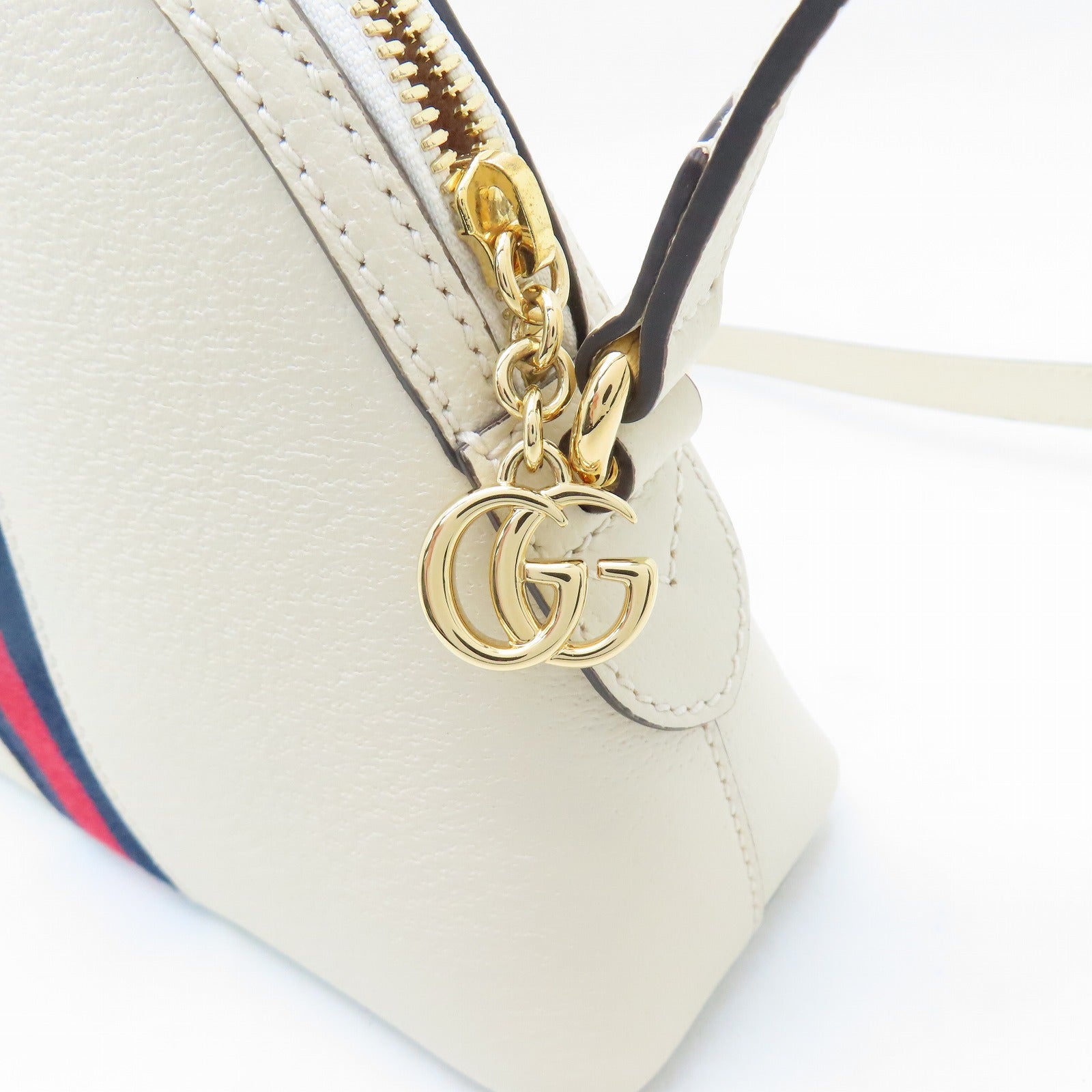 GUCCI 牛皮皮革Ophidia GG金扣肩背袋白色
