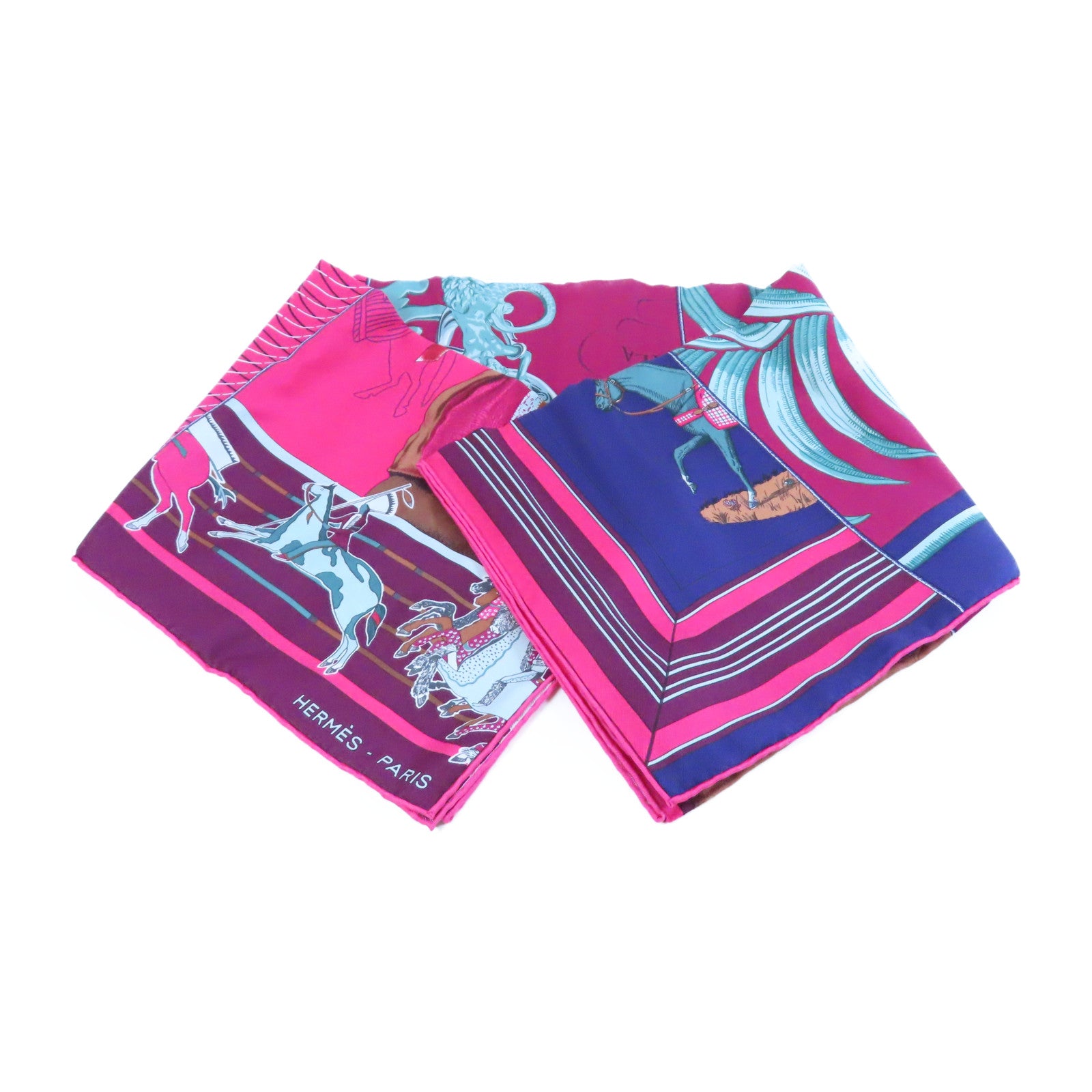 HERMES 絲質Scarf絲巾桃紅色/紫色