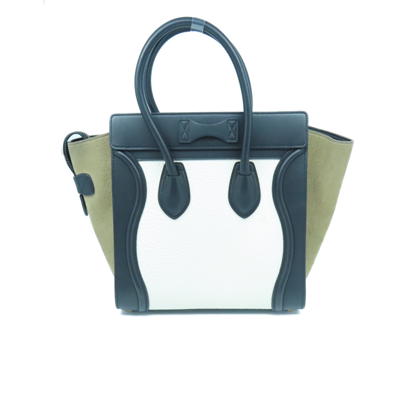 CELINE 牛皮皮革Micro Luggage金扣手挽袋黑色/白色/棕色