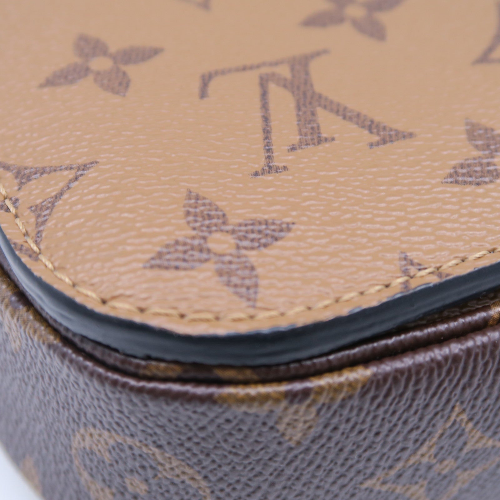 LOUIS VUITTON Monogram Reverse Pochette Meits金扣手挽肩背兩用袋棕色
