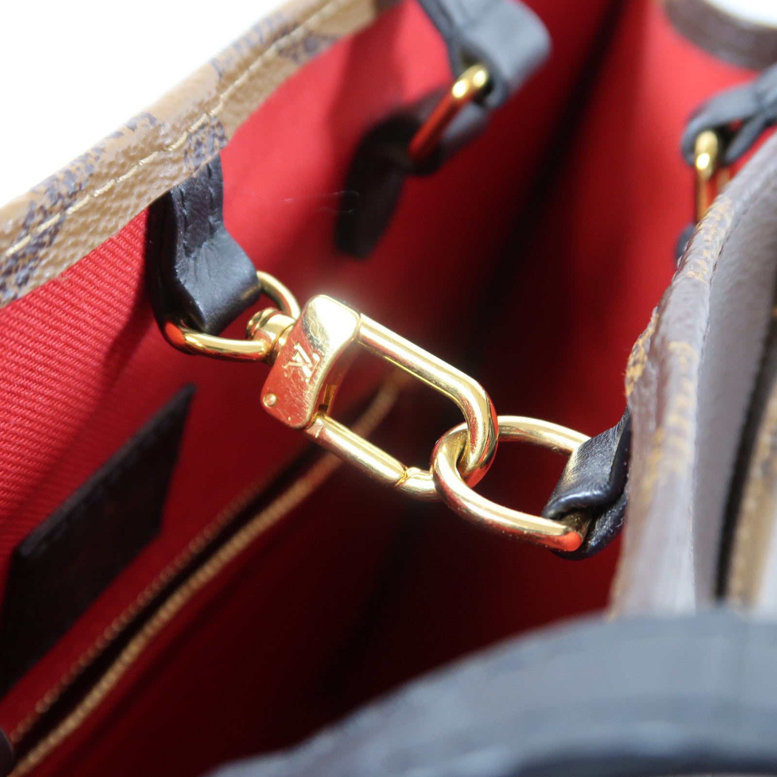 LOUIS VUITTON Monogram Reverse On The Go MM金扣手挽肩背兩用袋啡色