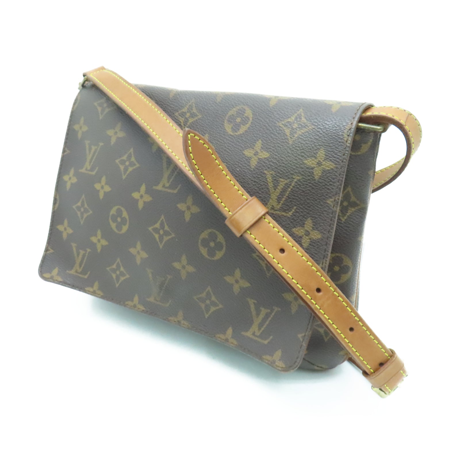 LOUIS VUITTON Monogram Musette Tango金扣肩背袋棕色