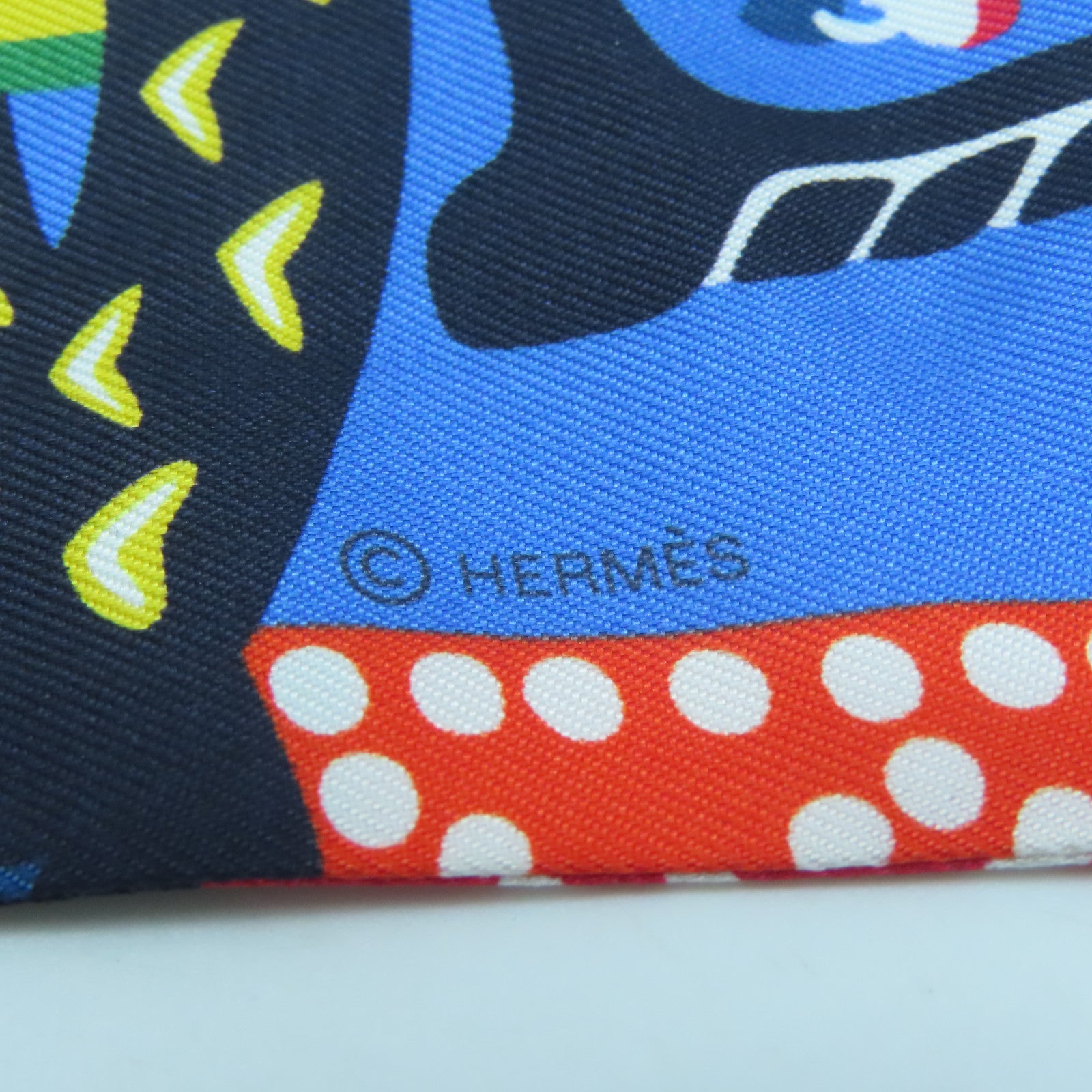 HERMES Silk Twilly Scarf Blue/Red/Multicolor