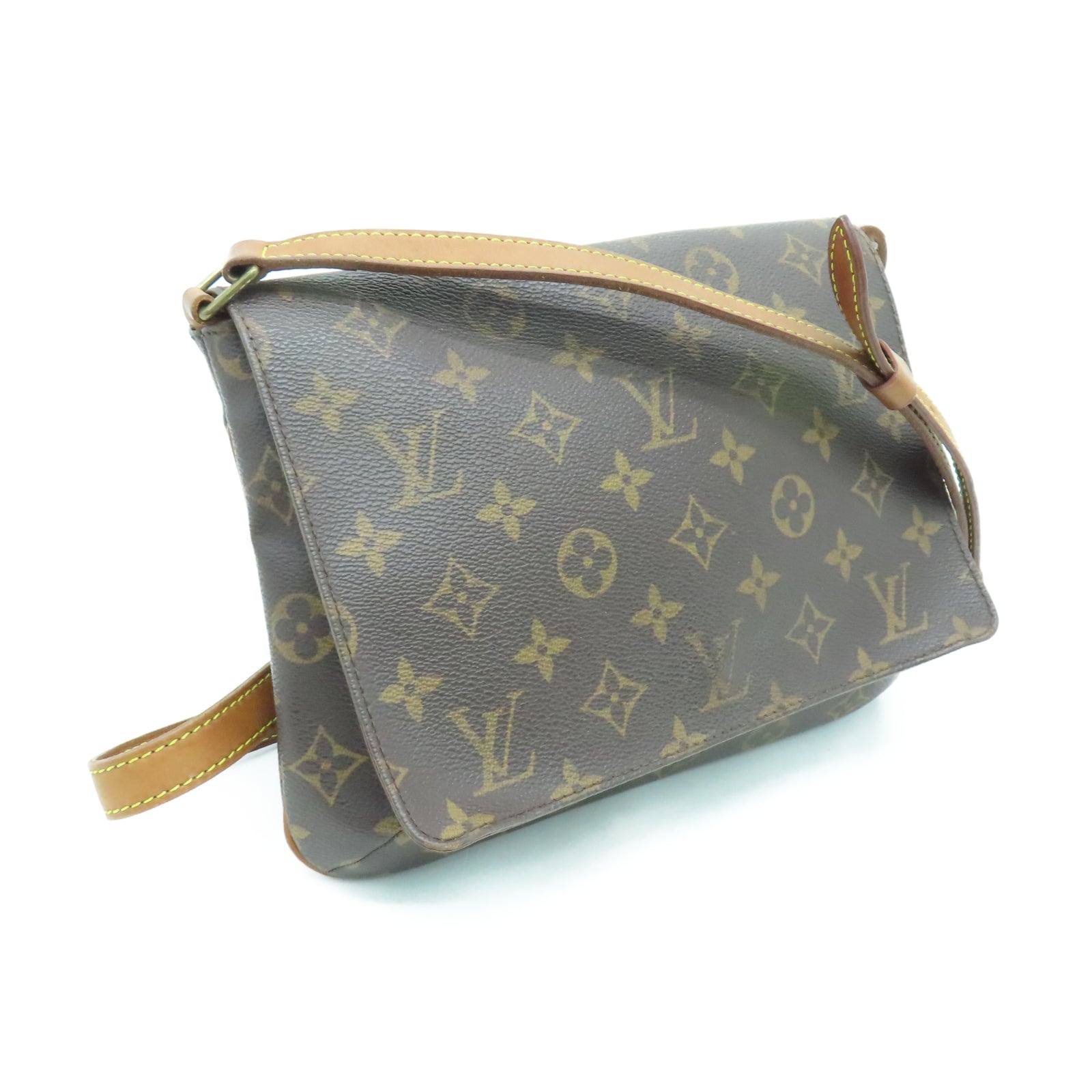 LOUIS VUITTON Monogram Musette Tango金扣肩背袋棕色