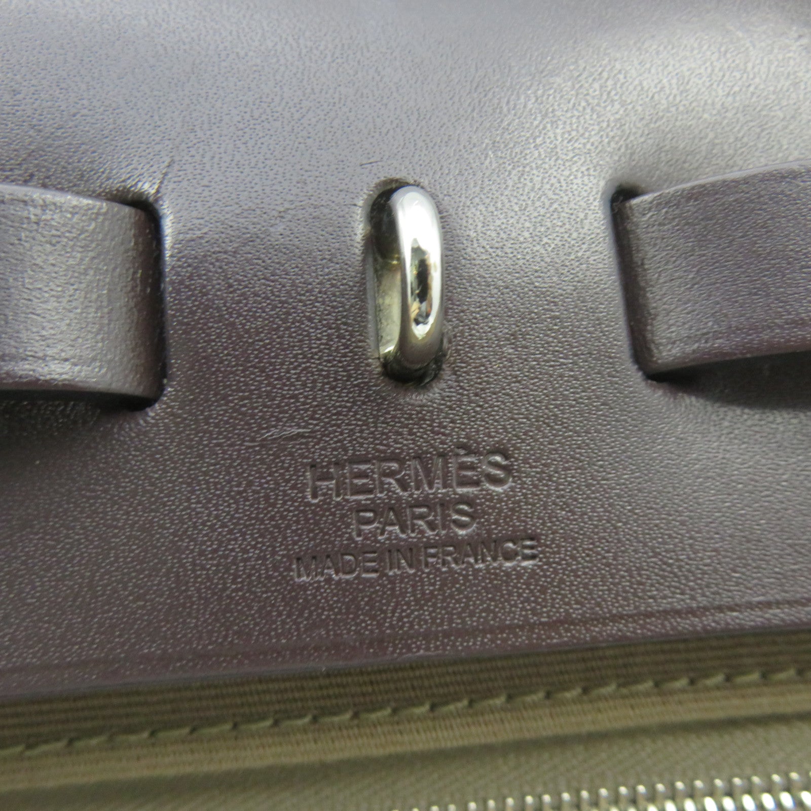 HERMES 【激減優惠】帆布Herbag PM銀扣手挽肩背兩用袋Etoupe大象灰