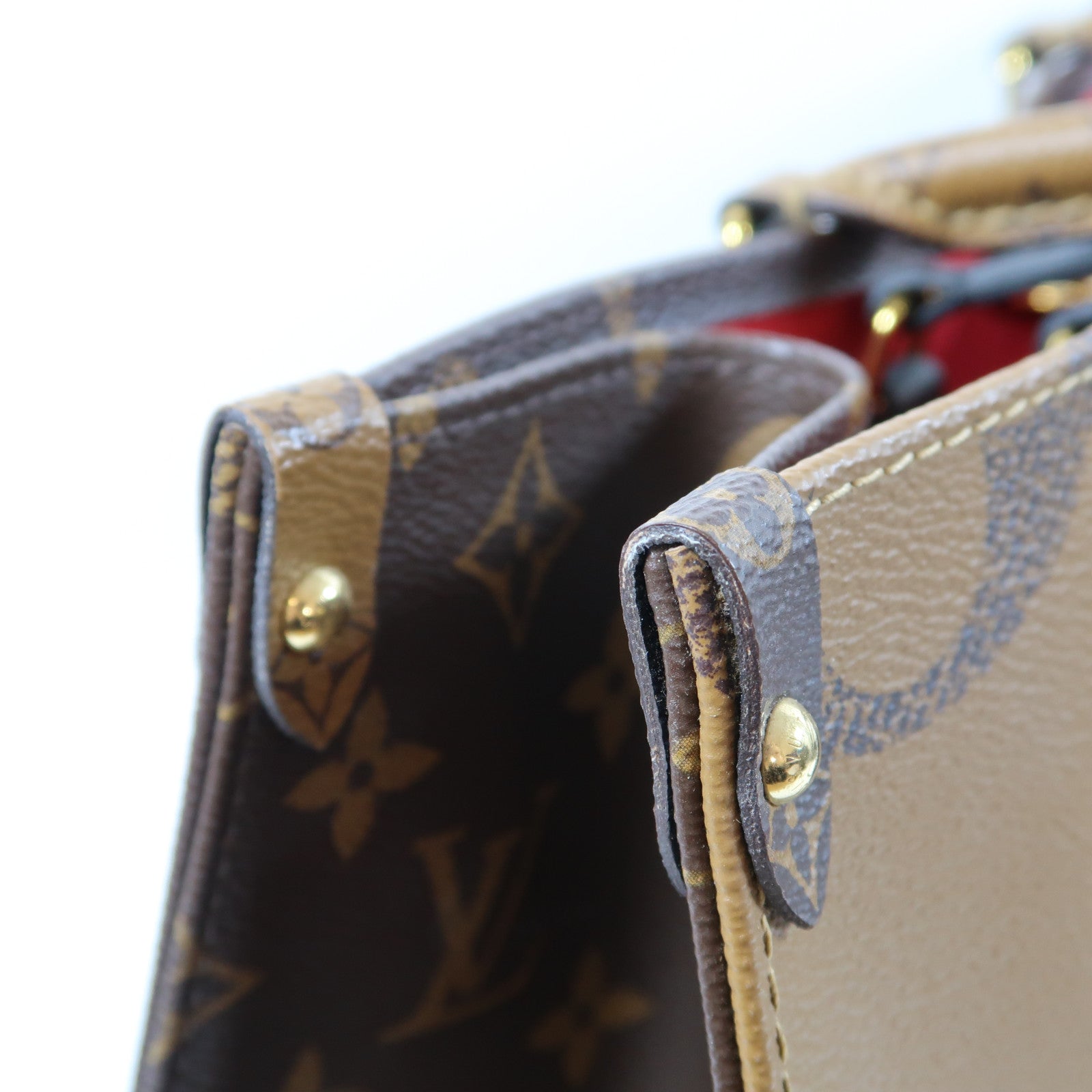 LOUIS VUITTON Monogram Reverse On The Go MM金扣手挽肩背兩用袋啡色