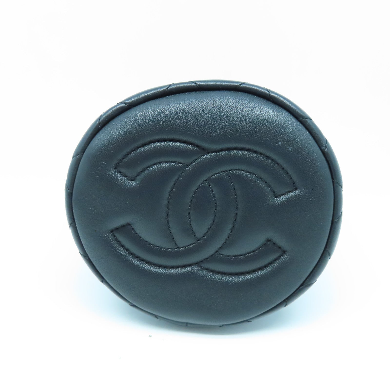 CHANEL 菱格羊皮皮革Bucket Bag金扣鏈帶肩背袋黑色