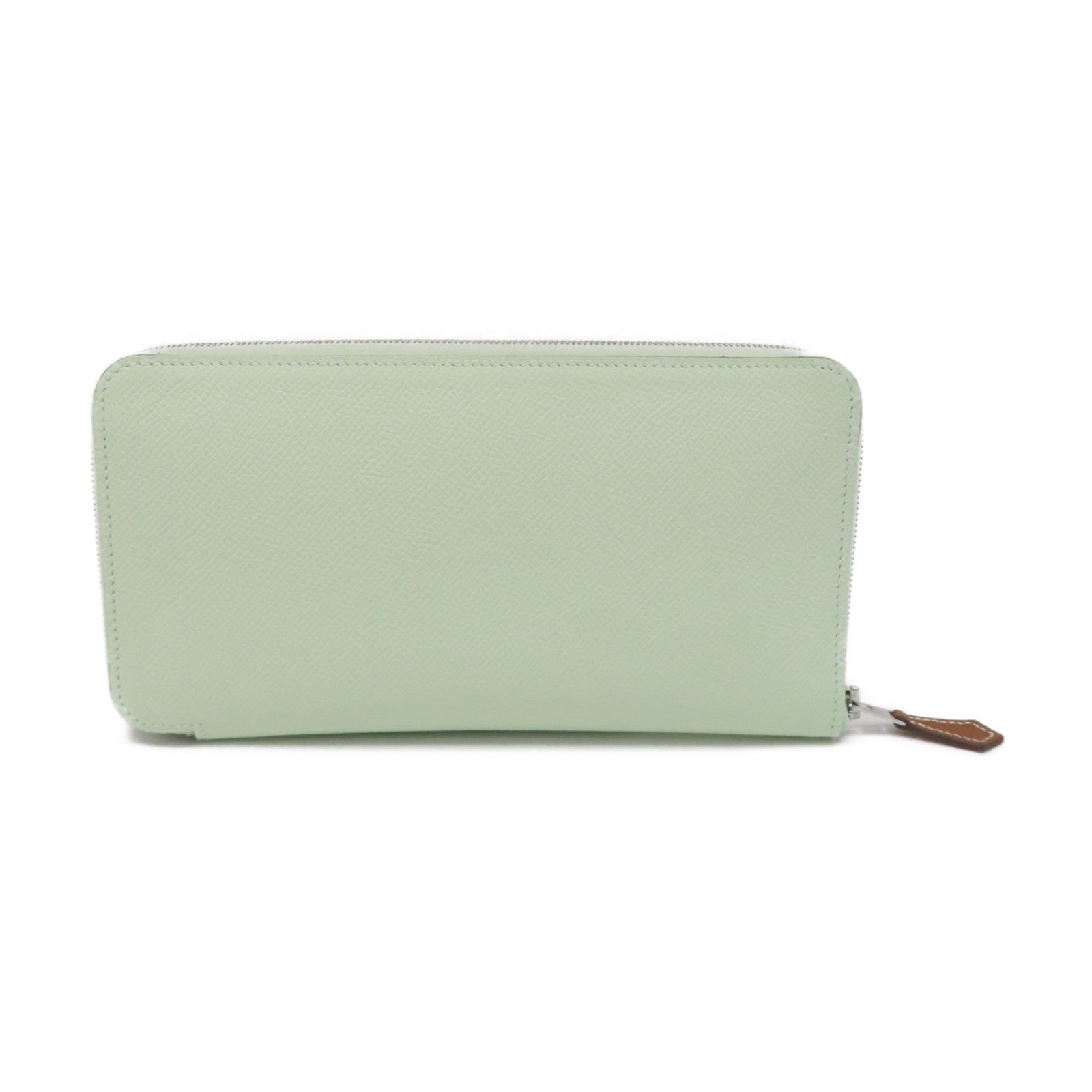 HERMES Epsom皮革Silk-In Long wallet银扣拉链长钱包Vert Fizz浅绿色