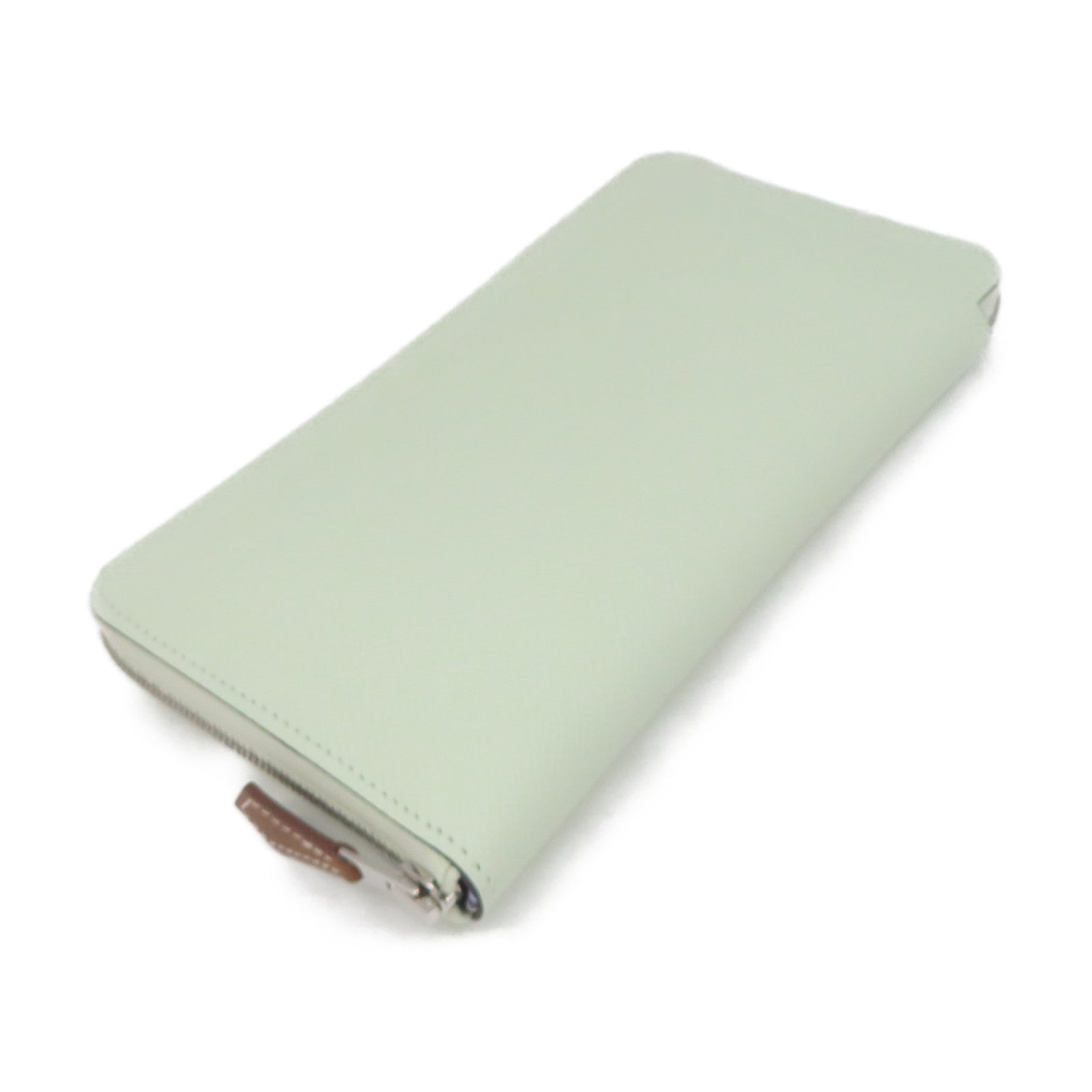 HERMES Epsom皮革Silk-In Long wallet银扣拉链长钱包Vert Fizz浅绿色