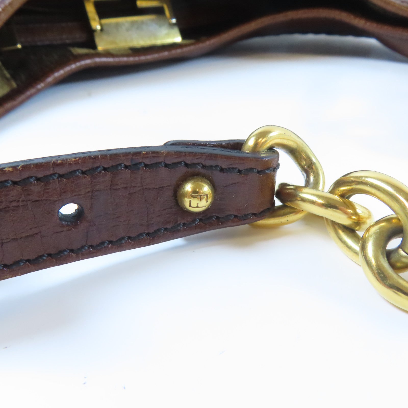 FENDI 帆布Shoulder Bag金扣肩背袋啡色