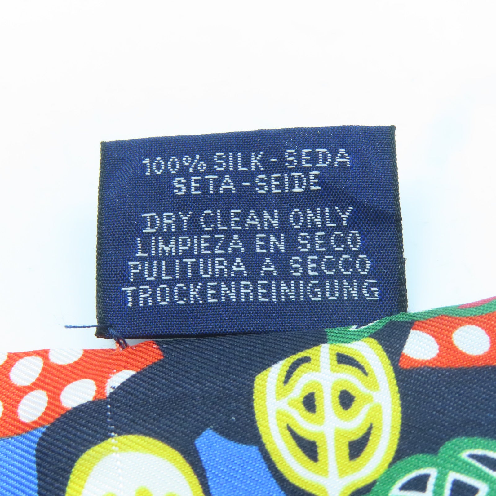 HERMES Silk Twilly Scarf Blue/Red/Multicolor