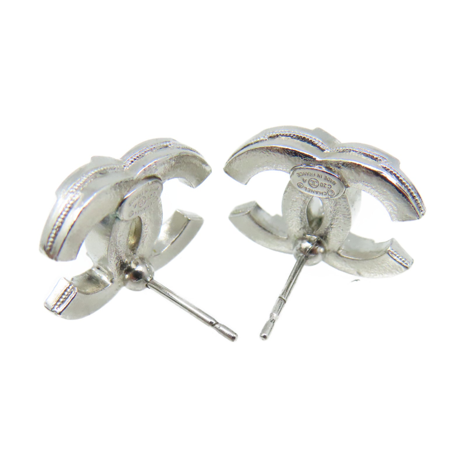 CHANEL 金屬CC Earrings耳環銀色