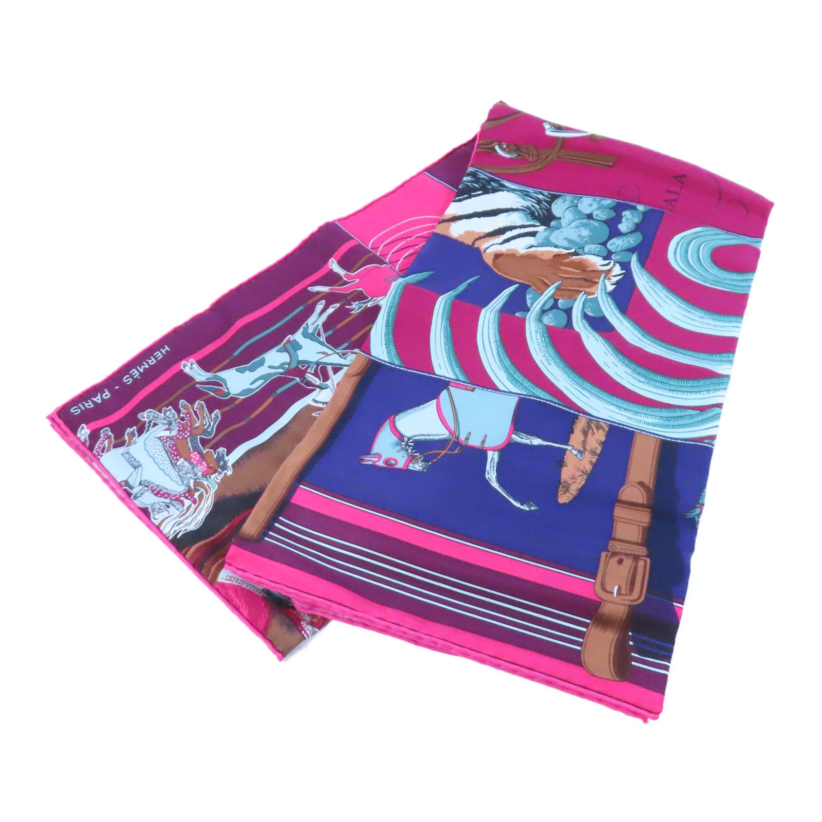 HERMES 絲質Scarf絲巾桃紅色/紫色