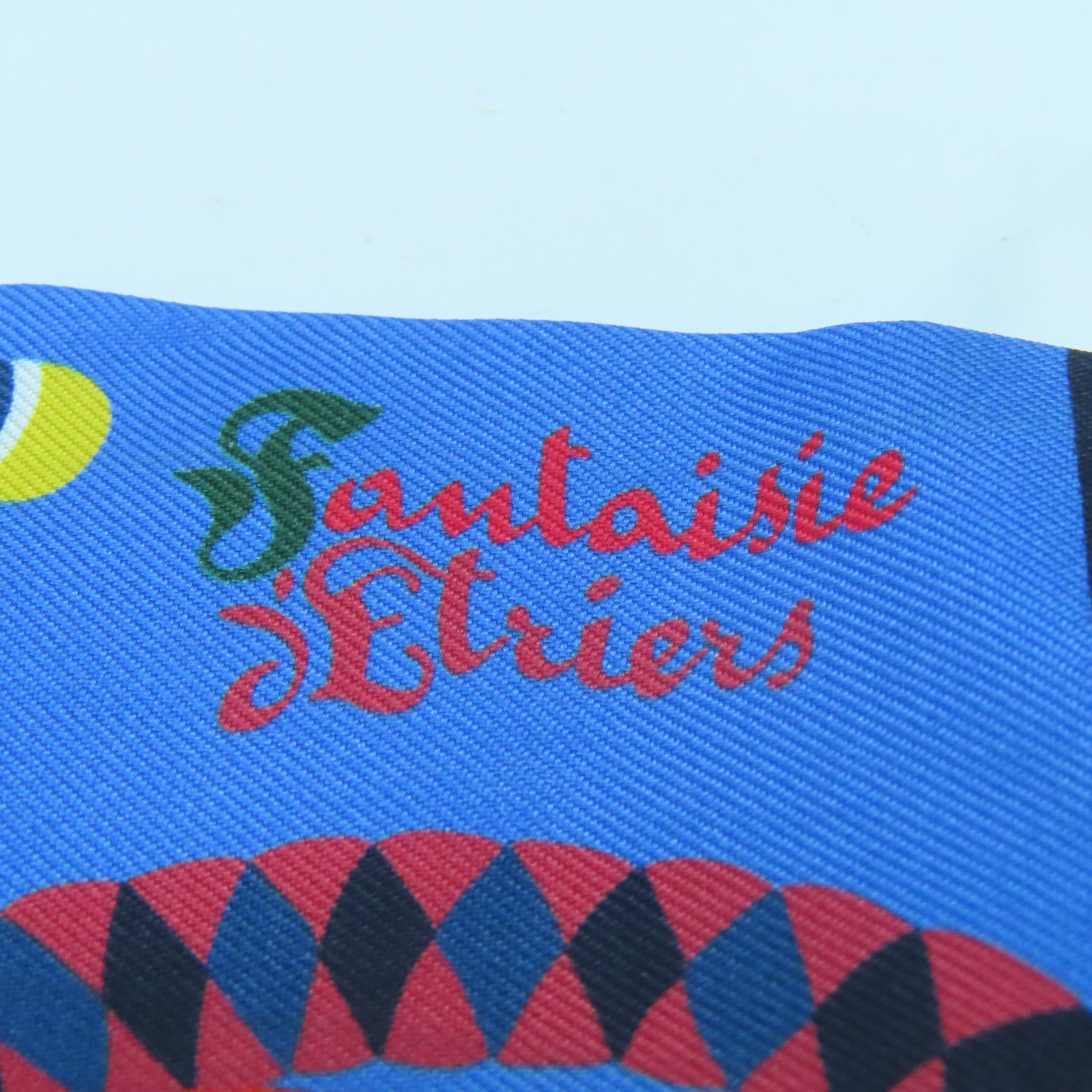 HERMES Silk Twilly Scarf Blue/Red/Multicolor
