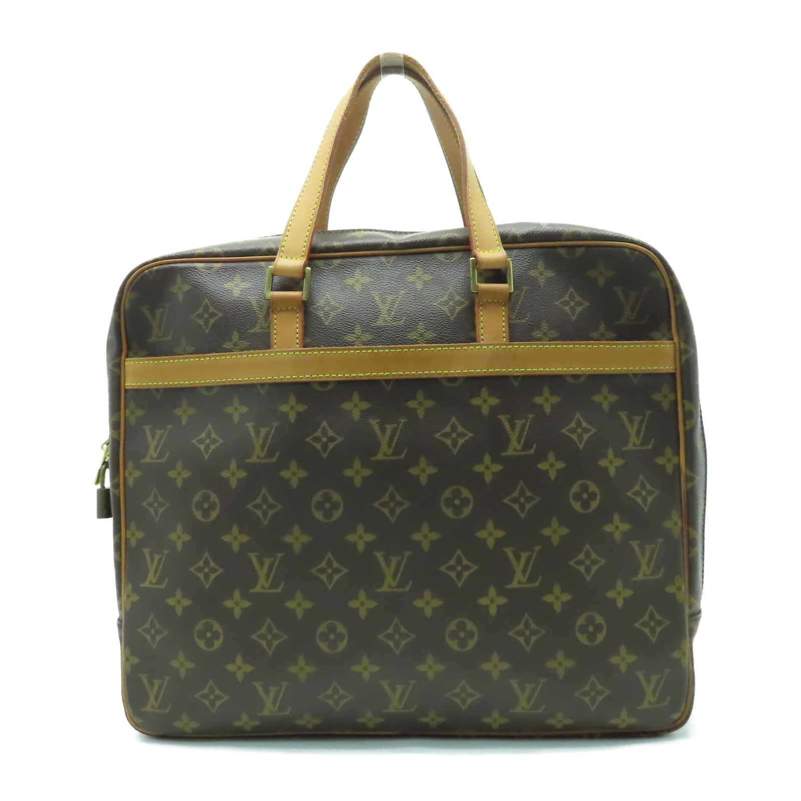 LOUIS VUITTON Monogram Porte-Documents Pega 金扣手挽袋啡色
