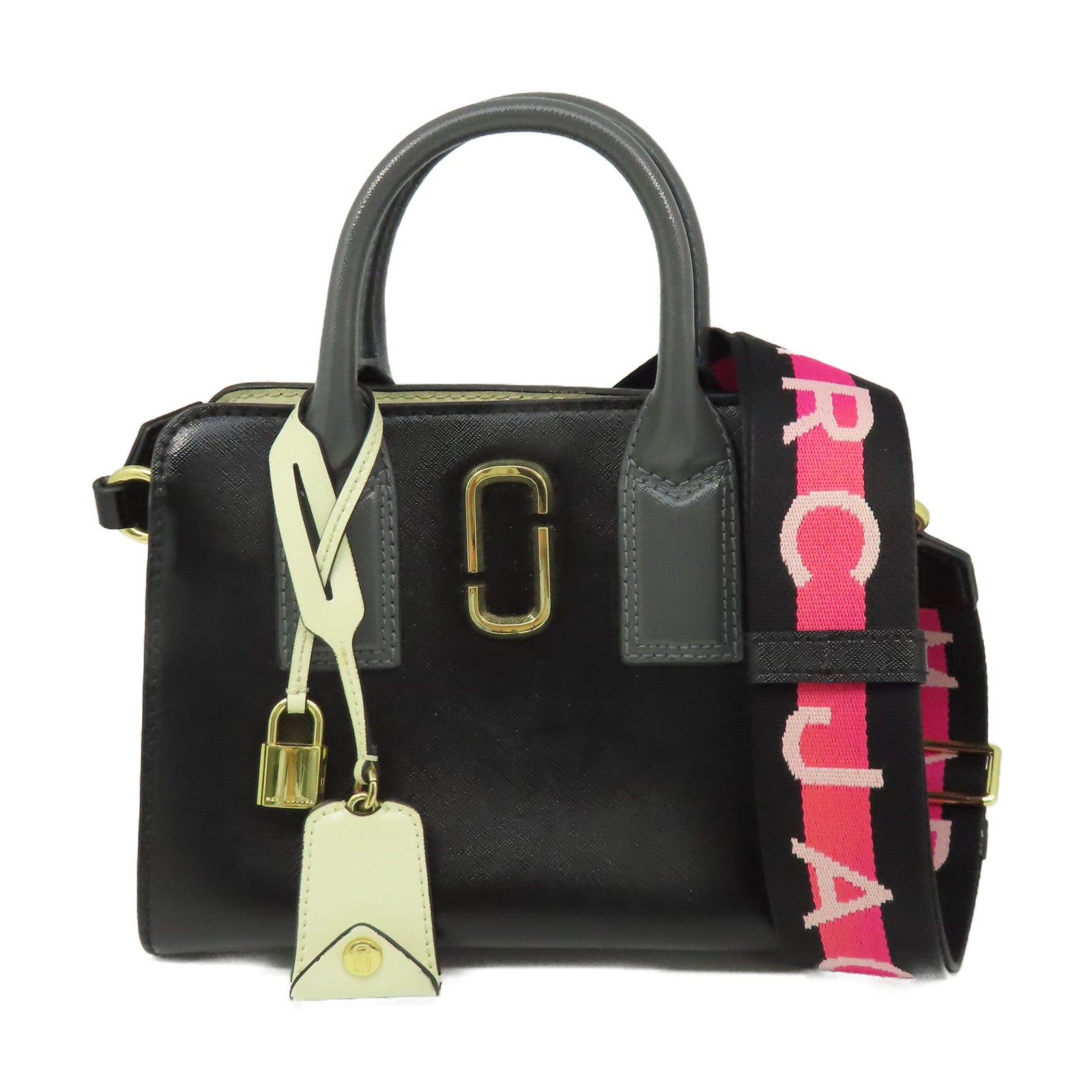 MARC JACOBS 牛皮皮革2 Way Shoulder金扣手挽肩背兩用袋黑色