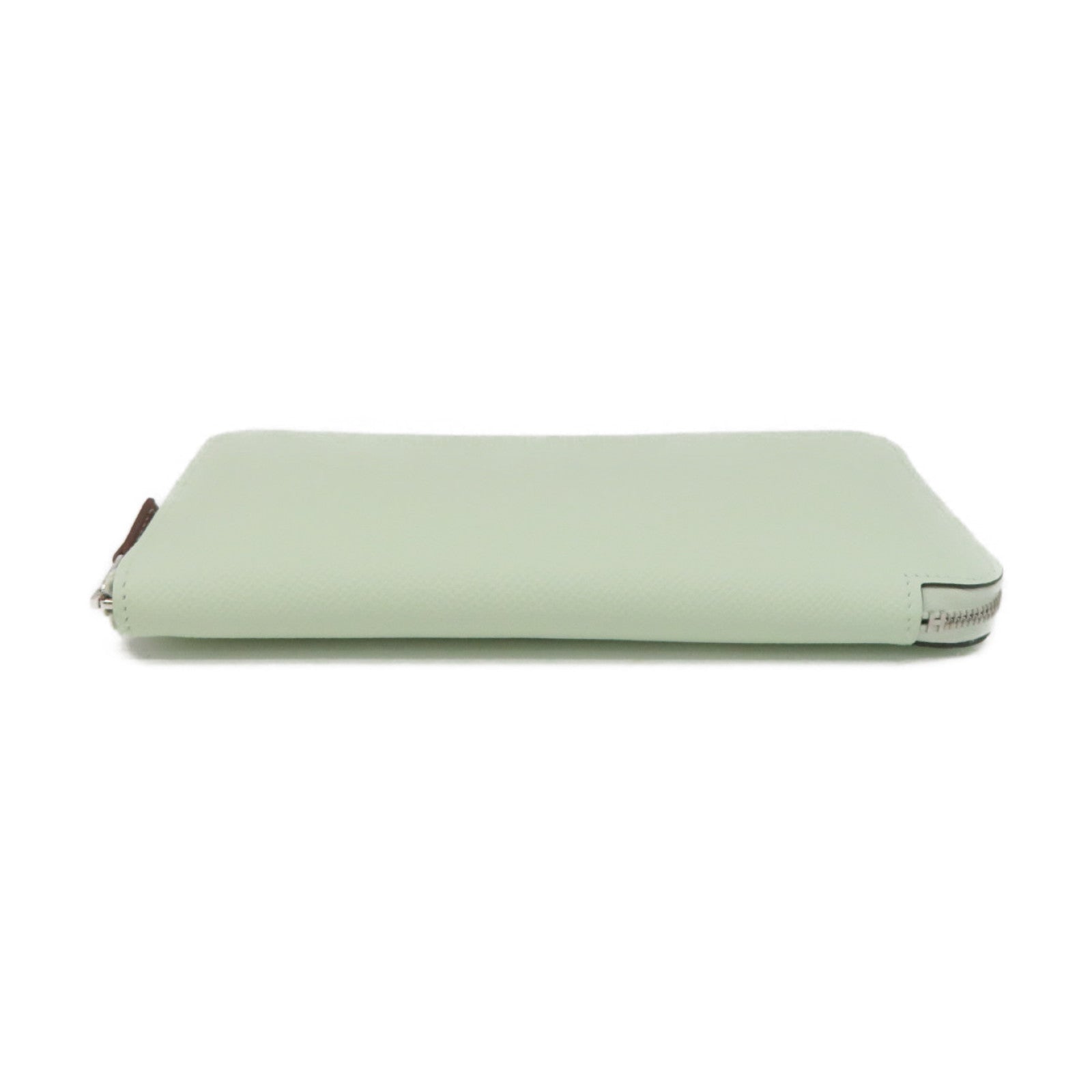 HERMES Epsom皮革Silk-In Long wallet银扣拉链长钱包Vert Fizz浅绿色
