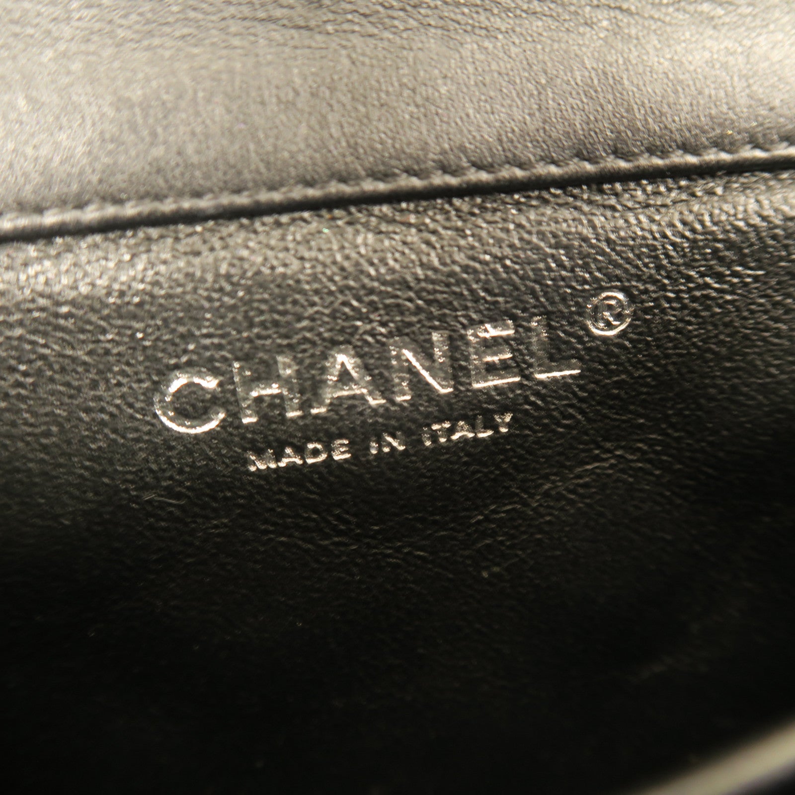 CHANEL 菱格漆皮皮革Chain Shoulder銀扣鏈帶肩背袋黑色