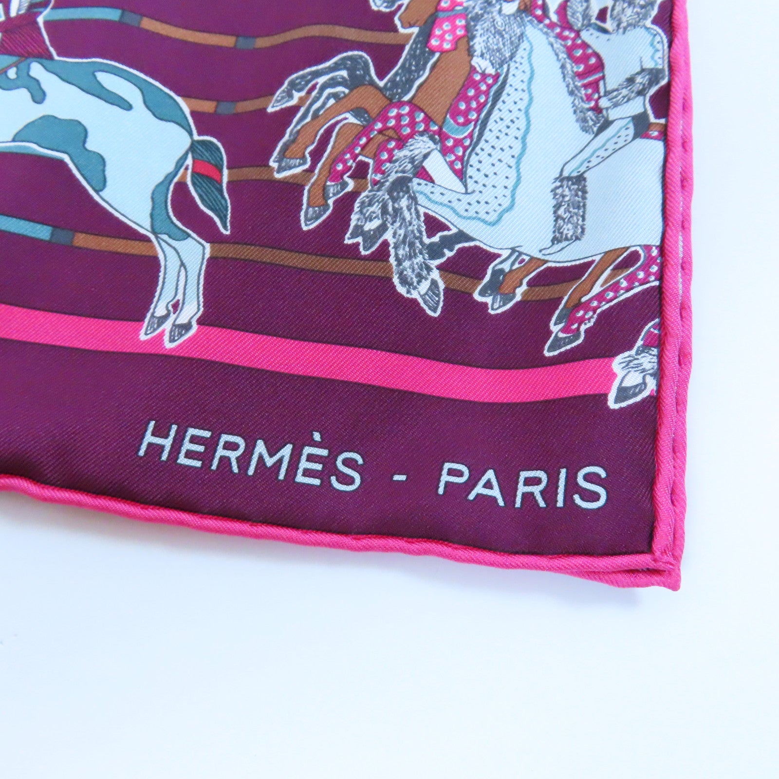 HERMES 絲質Scarf絲巾桃紅色/紫色