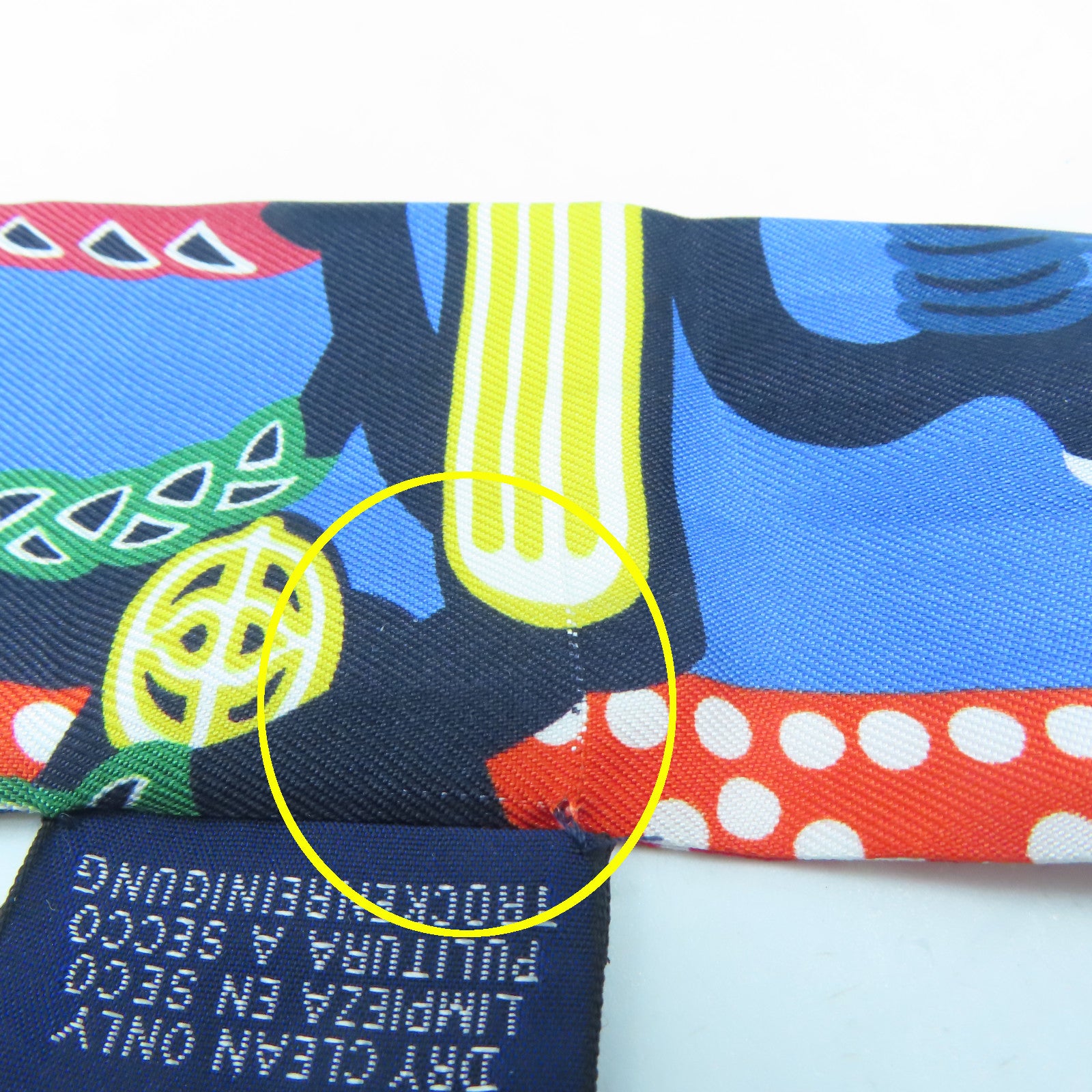 HERMES Silk Twilly Scarf Blue/Red/Multicolor