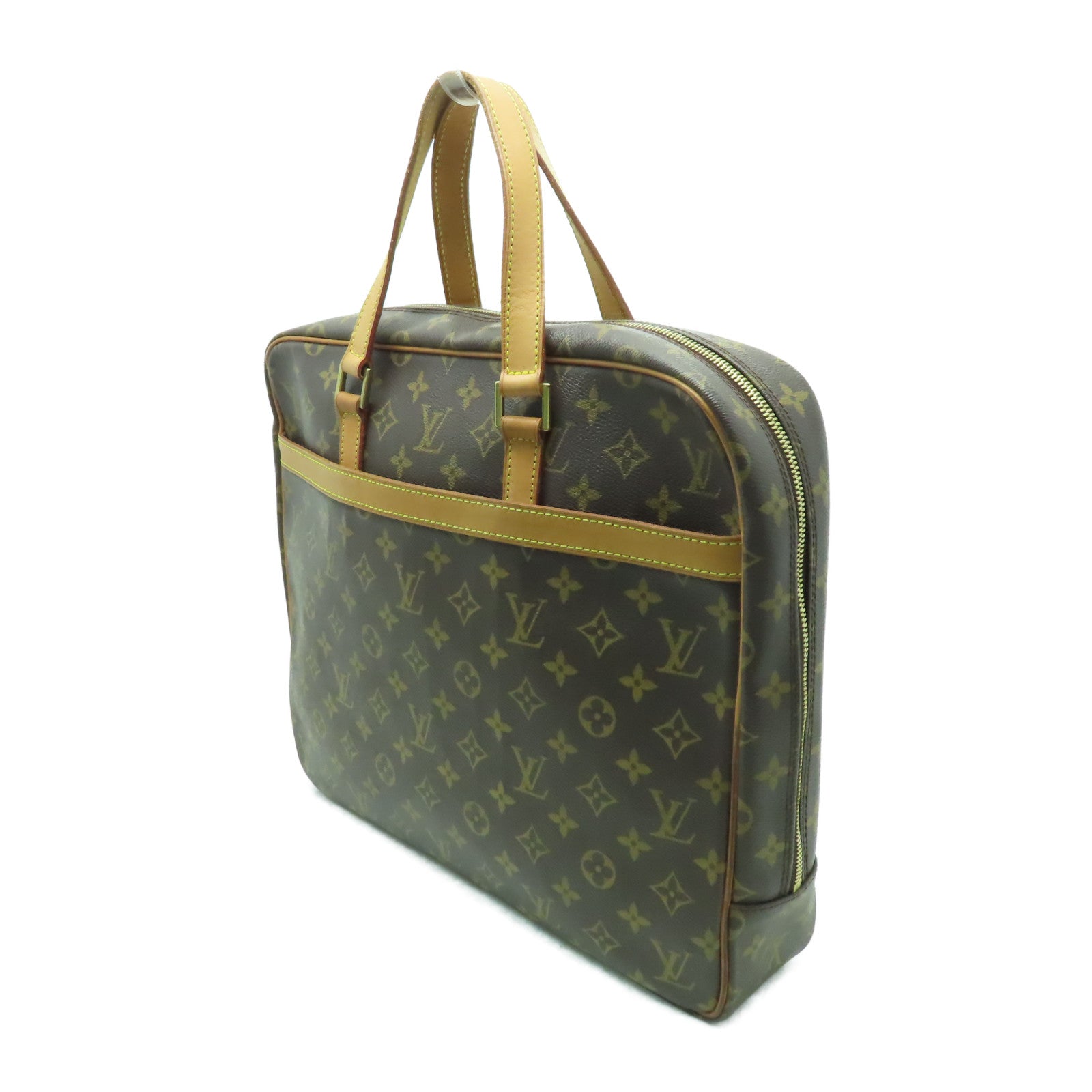 LOUIS VUITTON Monogram Porte-Documents Pega 金扣手挽袋啡色