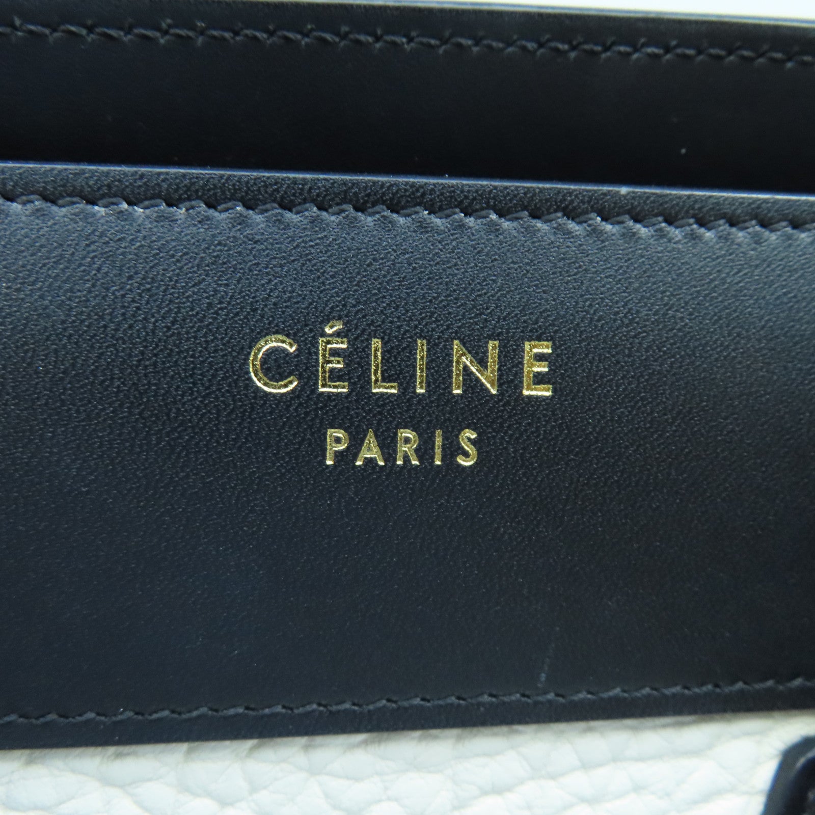 CELINE 牛皮皮革Micro Luggage金扣手挽袋黑色/白色/棕色