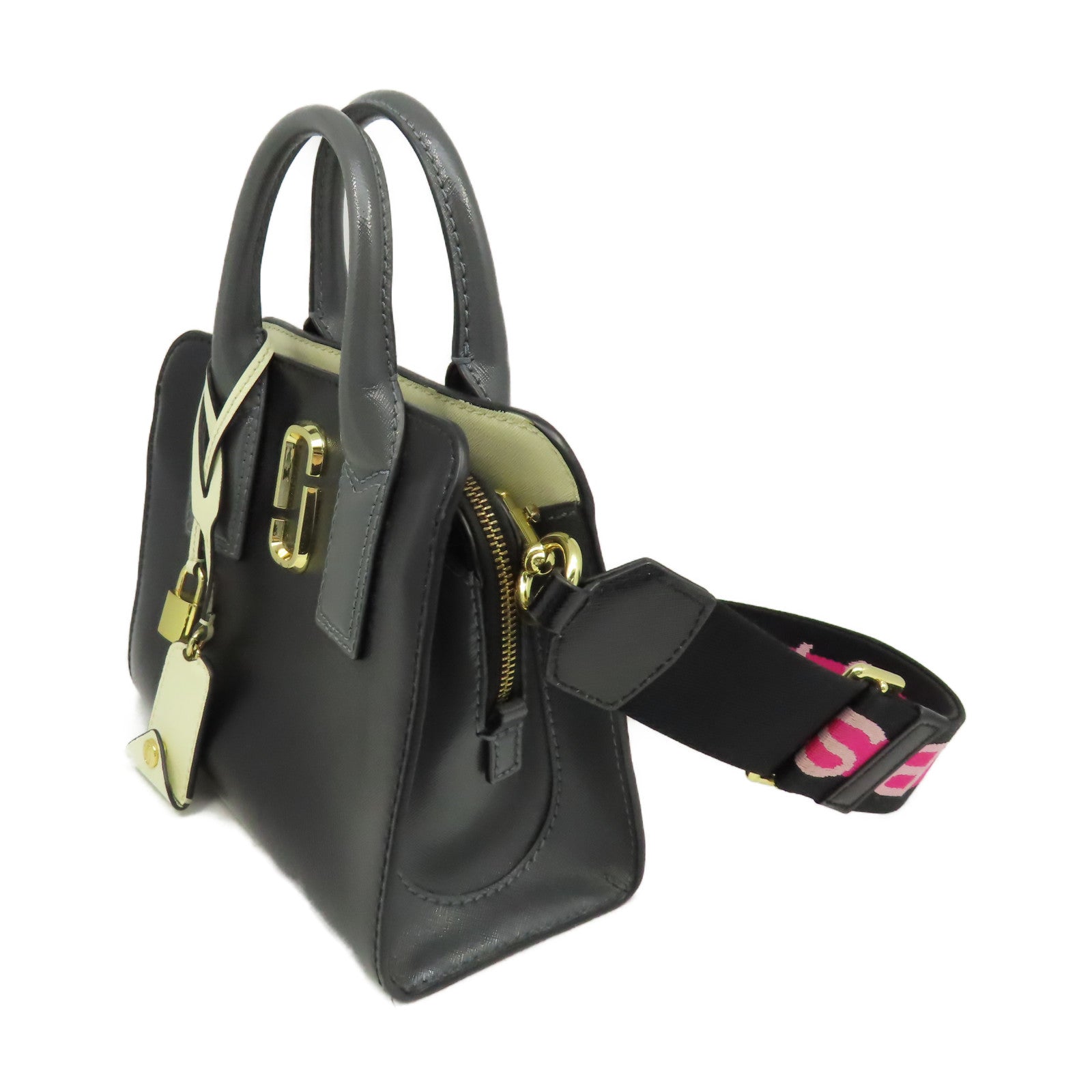 MARC JACOBS 牛皮皮革2 Way Shoulder金扣手挽肩背兩用袋黑色
