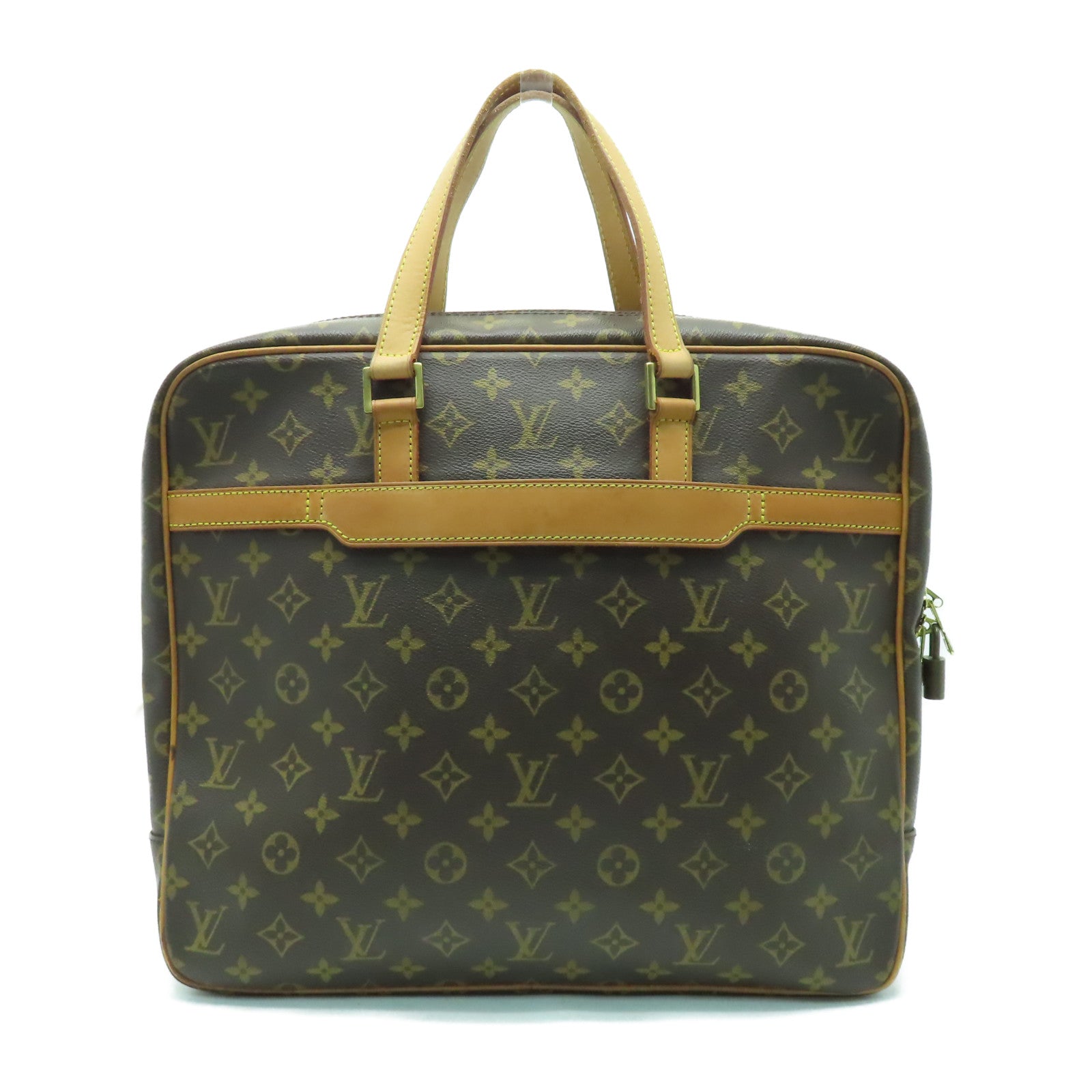 LOUIS VUITTON Monogram Porte-Documents Pega 金扣手挽袋啡色
