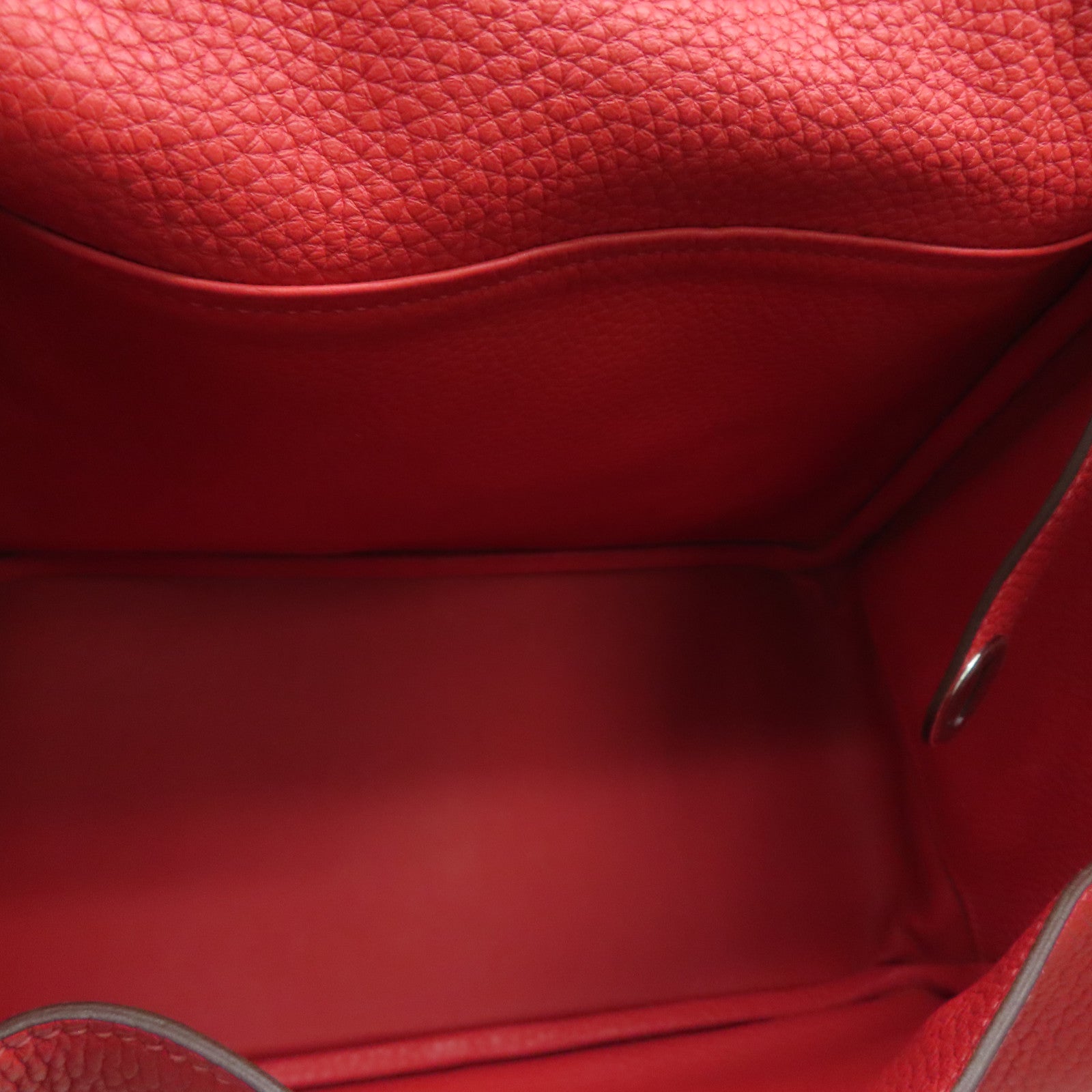 HERMES Clemence皮革Lindy 30银扣肩背袋红色