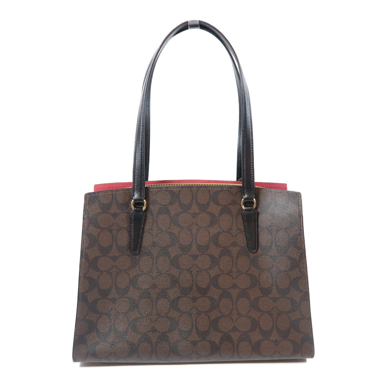 COACH 塗層帆布2 Way Shoulder Bag金扣手挽肩背兩用袋啡色