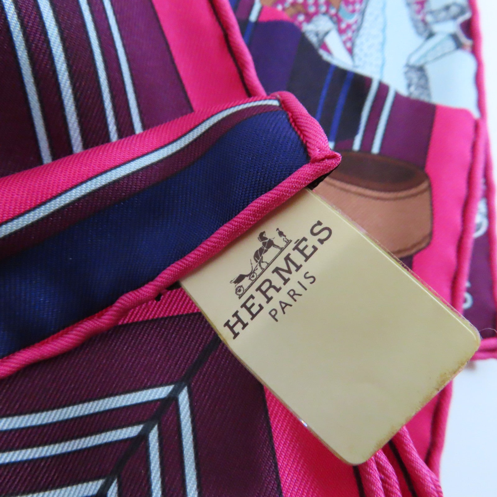 HERMES 絲質Scarf絲巾桃紅色/紫色