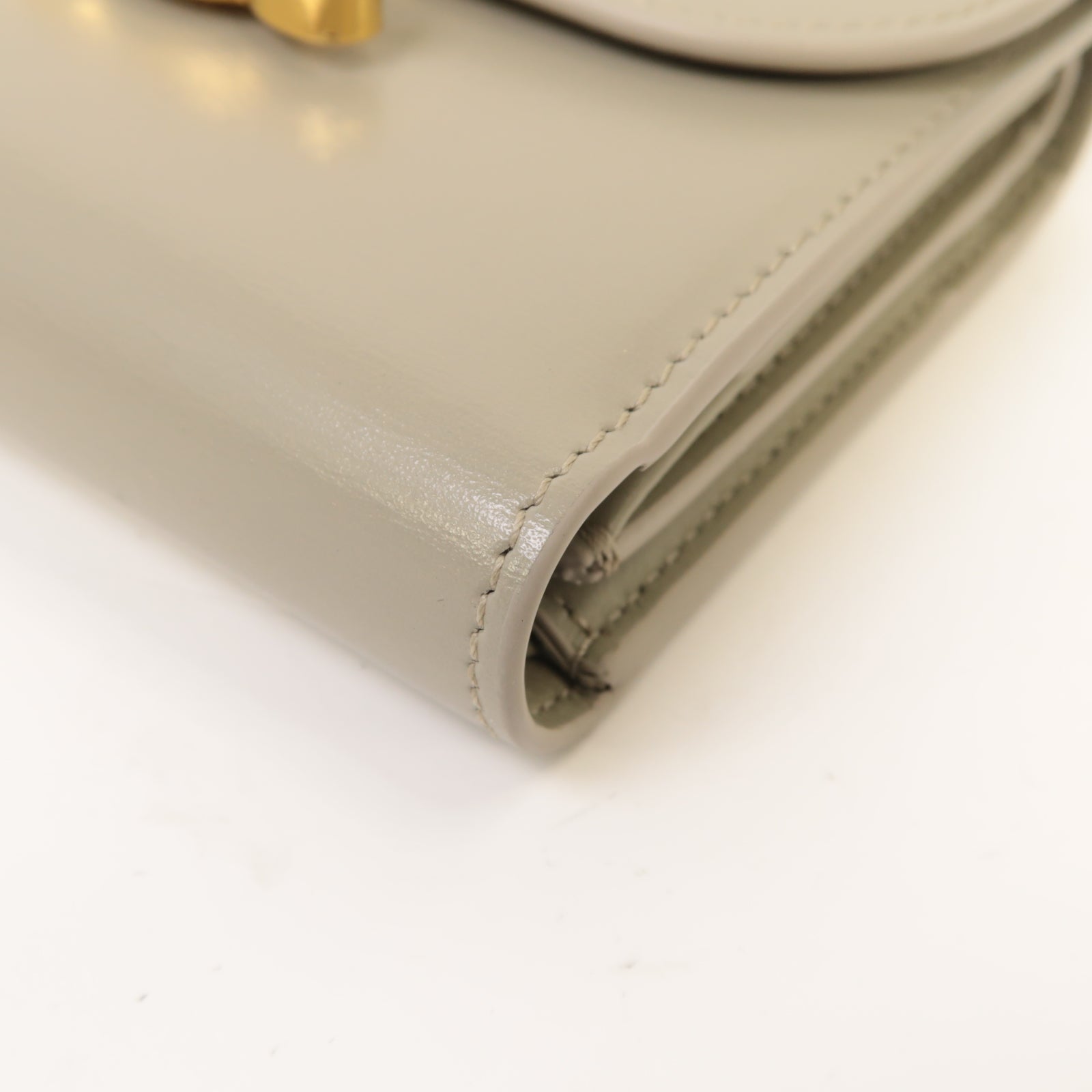 CELINE 牛皮皮革Wallet金扣錢包灰色