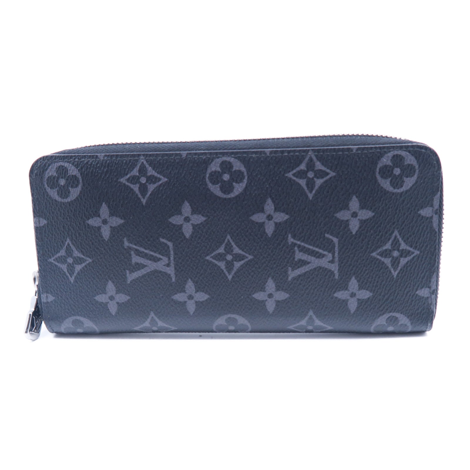 LOUIS VUITTON Monogram Eclipse Zippy Vertical Wallet銀扣長錢包黑色