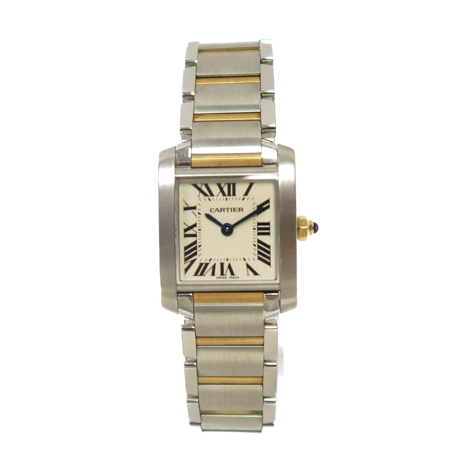 CARTIER 18K白金/黃金/不鏽鋼Tank Francaise SM石英機芯白色
