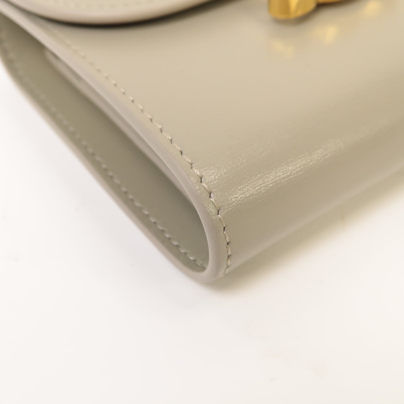 CELINE 牛皮皮革Wallet金扣錢包灰色
