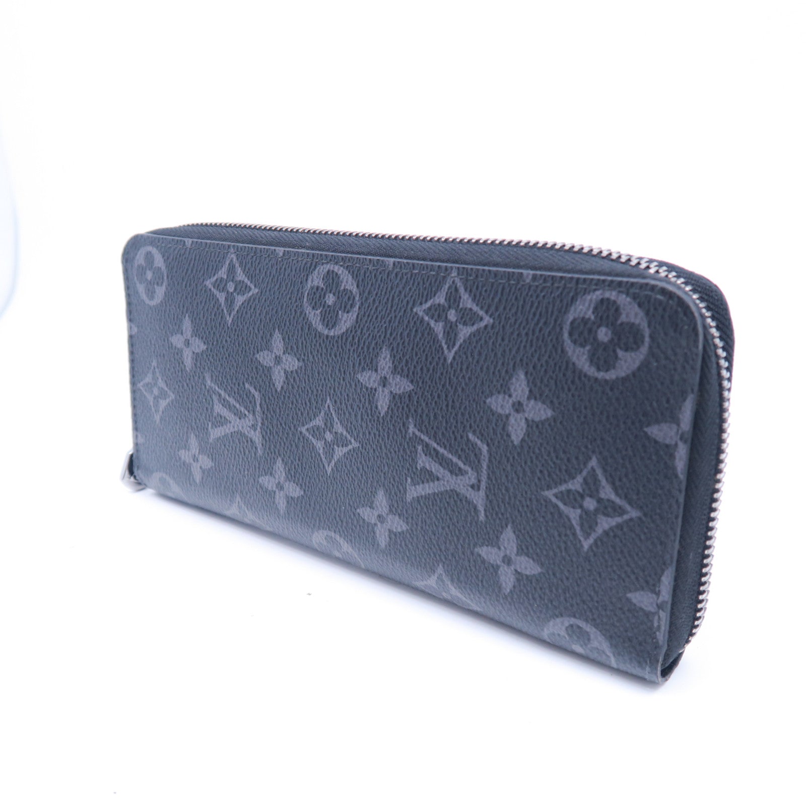 LOUIS VUITTON Monogram Eclipse Zippy Vertical Wallet銀扣長錢包黑色