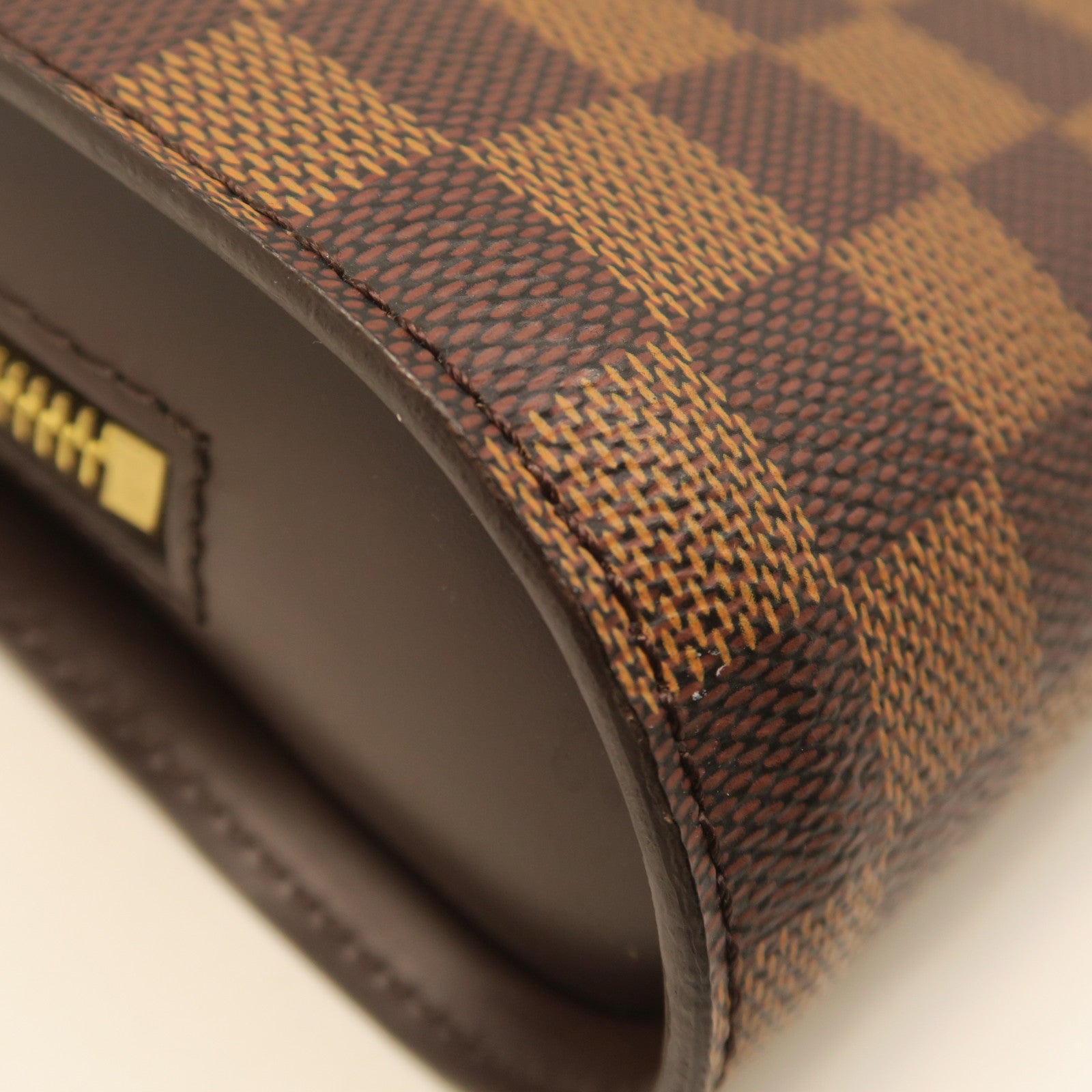 LOUIS VUITTON Damier Saint Louis Gold Buckle Clutch Brown