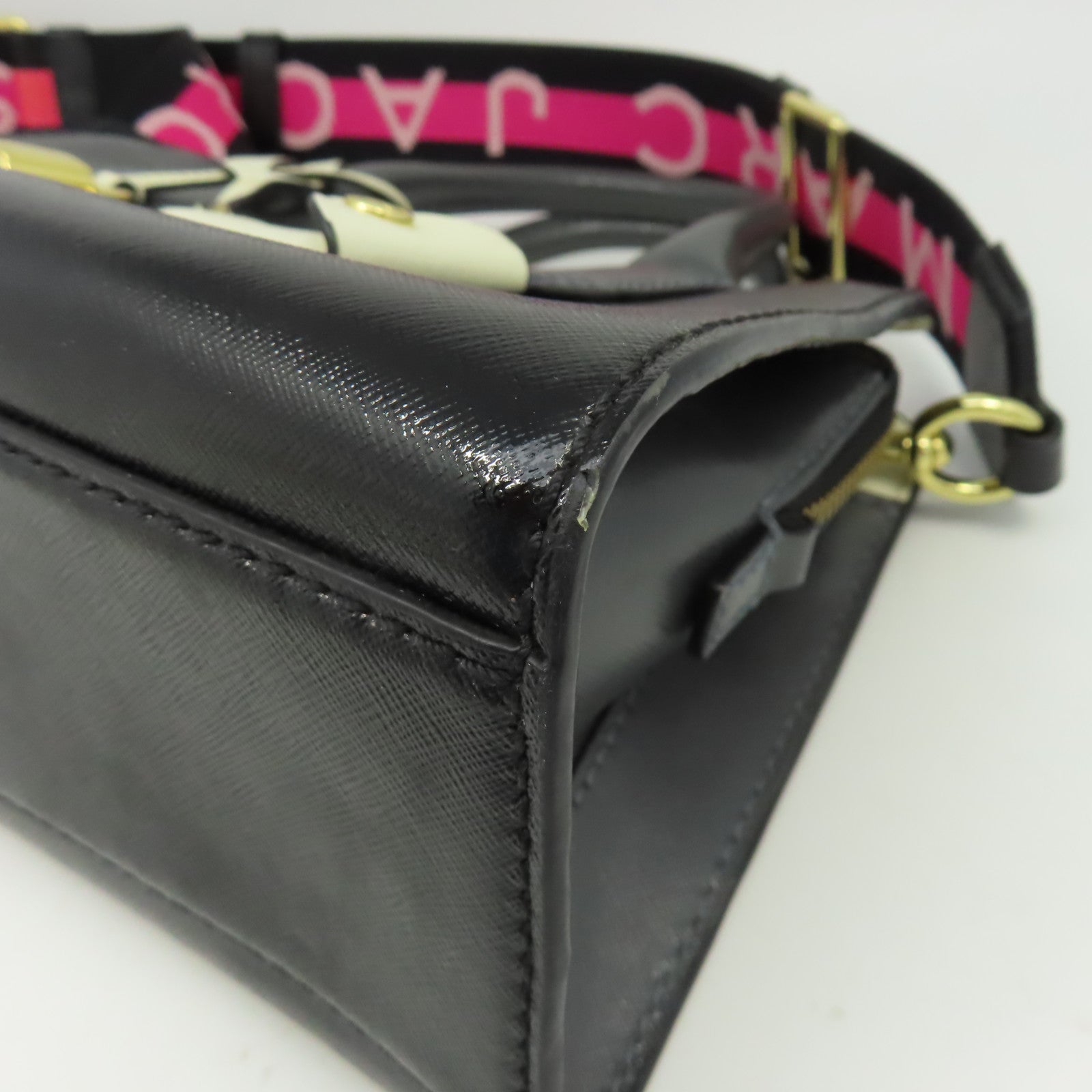 MARC JACOBS 牛皮皮革2 Way Shoulder金扣手挽肩背兩用袋黑色